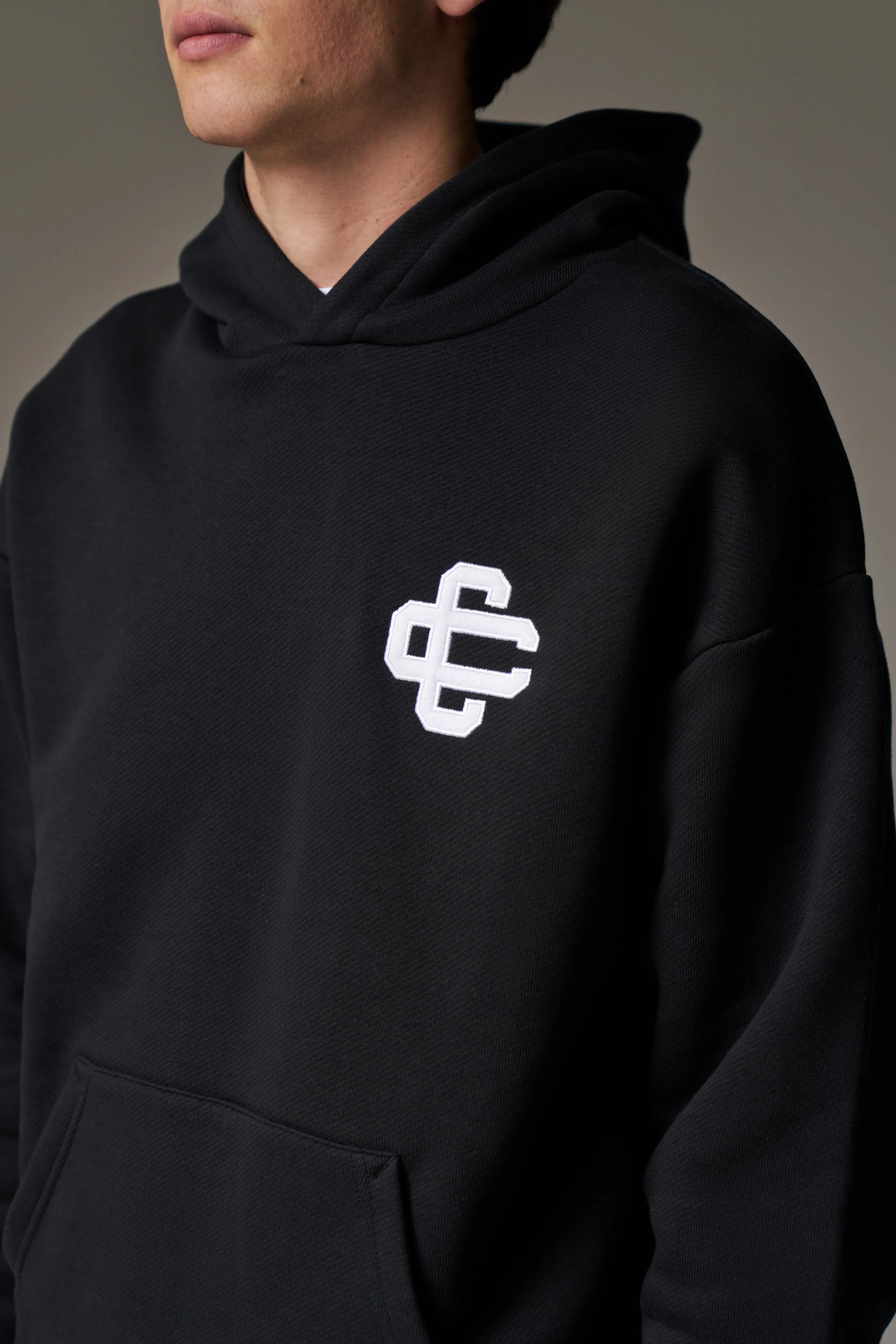 HEAVYWEIGHT EMBLEM APPLIQUE HOODIE - BLACK sold by The Couture Club product image thumbnail 4