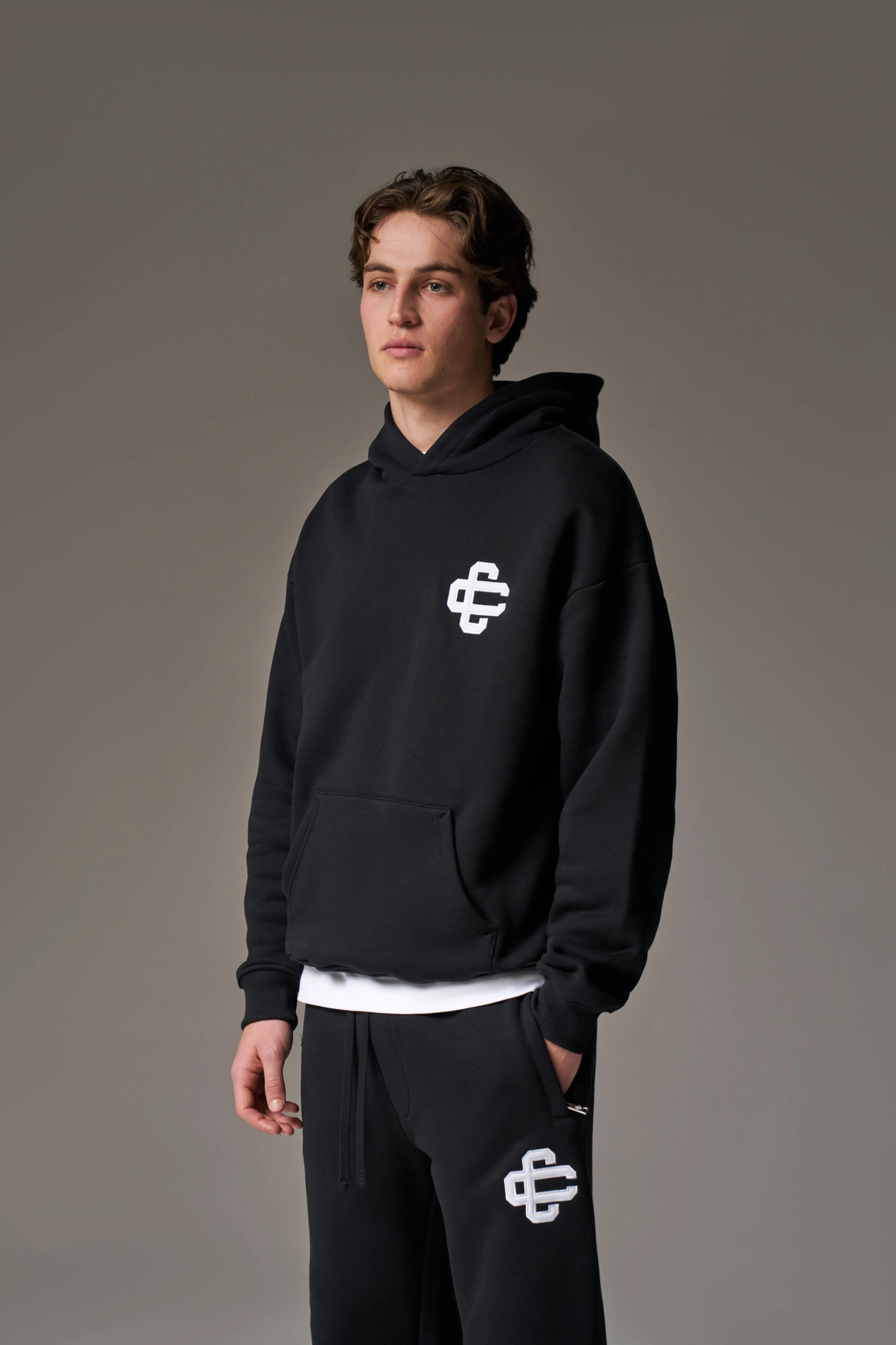 HEAVYWEIGHT EMBLEM APPLIQUE HOODIE - BLACK sold by The Couture Club product image thumbnail 5