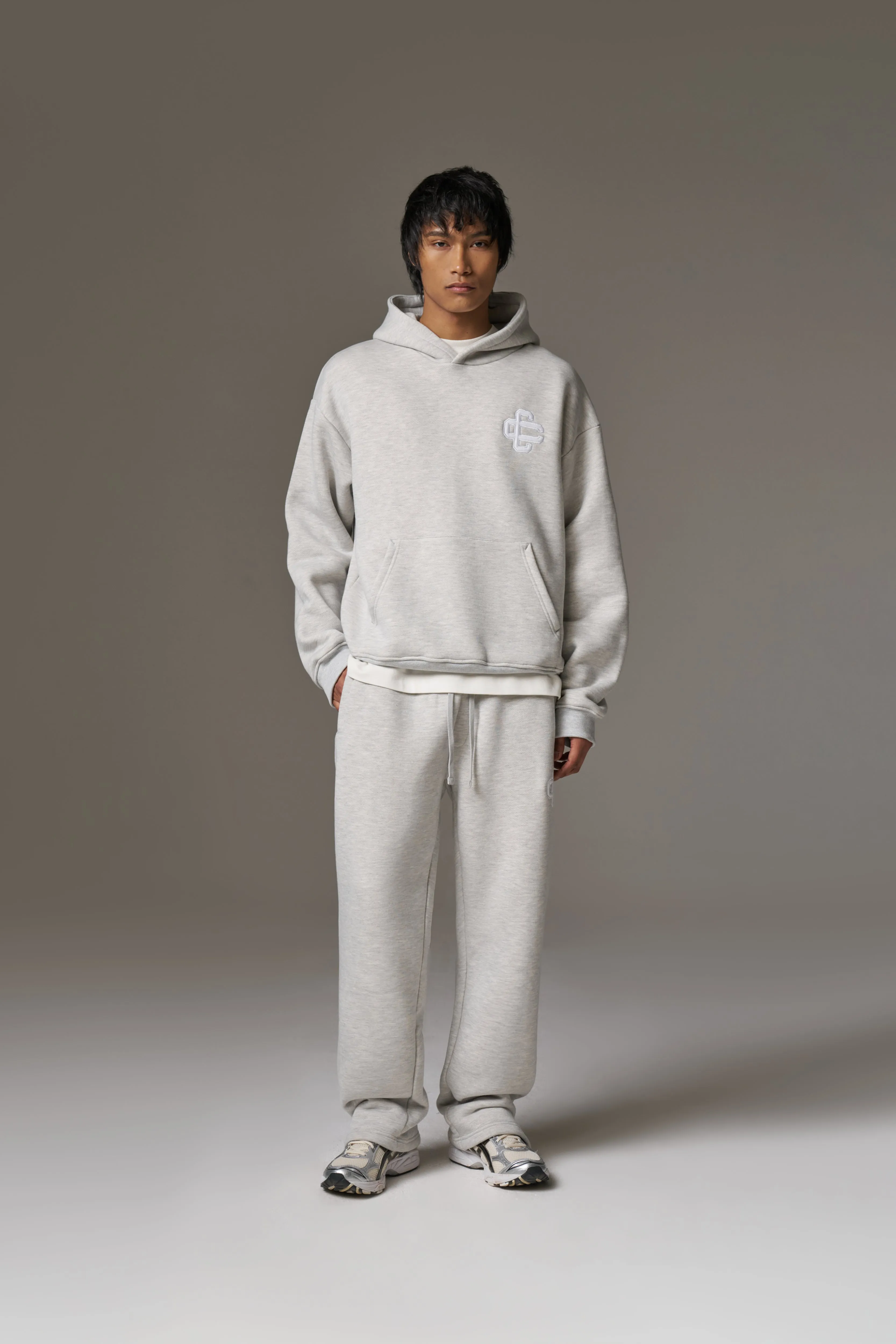 HEAVYWEIGHT EMBLEM APPLIQUE HOODIE - GREY MARL sold by The Couture Club product image thumbnail 3