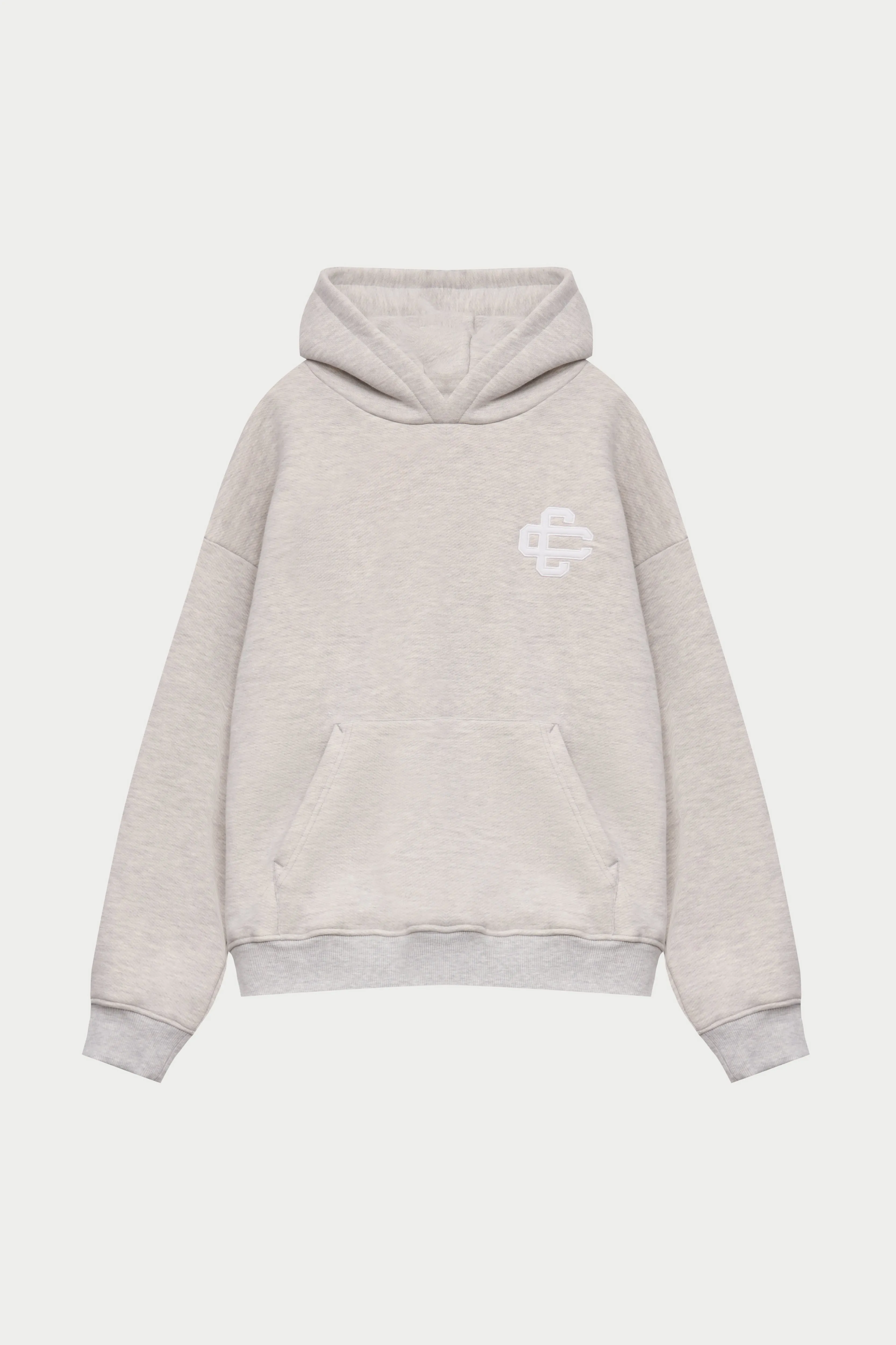 HEAVYWEIGHT EMBLEM APPLIQUE HOODIE - GREY MARL sold by The Couture Club