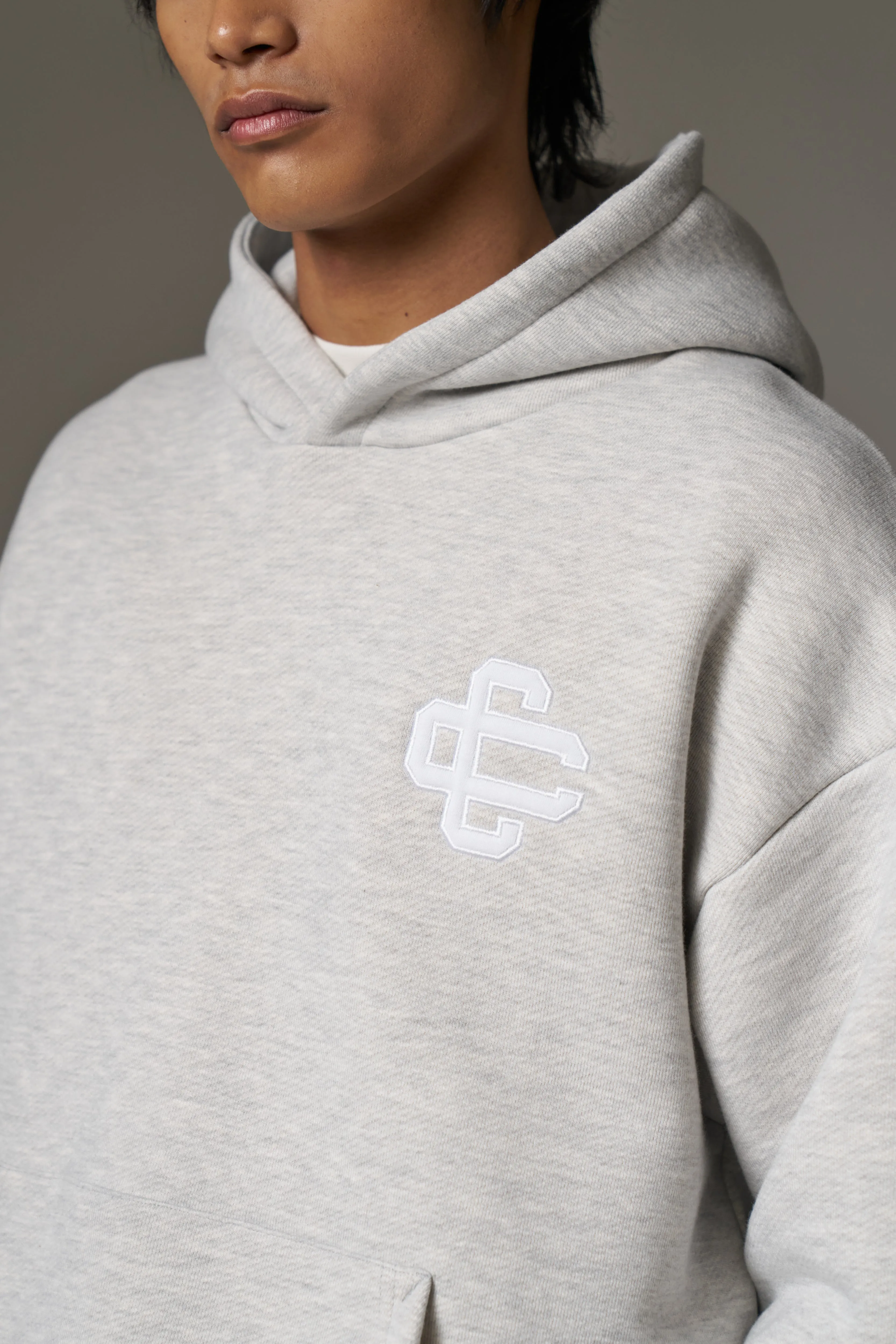 HEAVYWEIGHT EMBLEM APPLIQUE HOODIE - GREY MARL sold by The Couture Club product image thumbnail 4