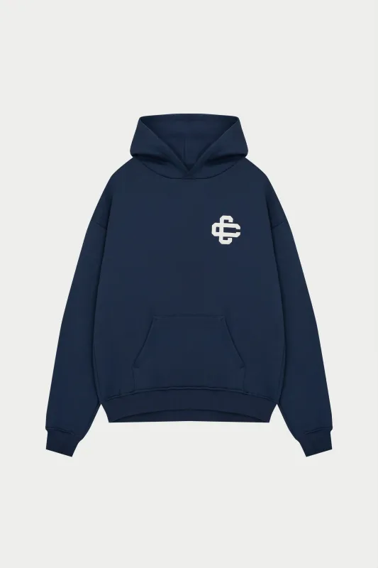 HEAVYWEIGHT EMBLEM APPLIQUE HOODIE - NAVY sold by The Couture Club
