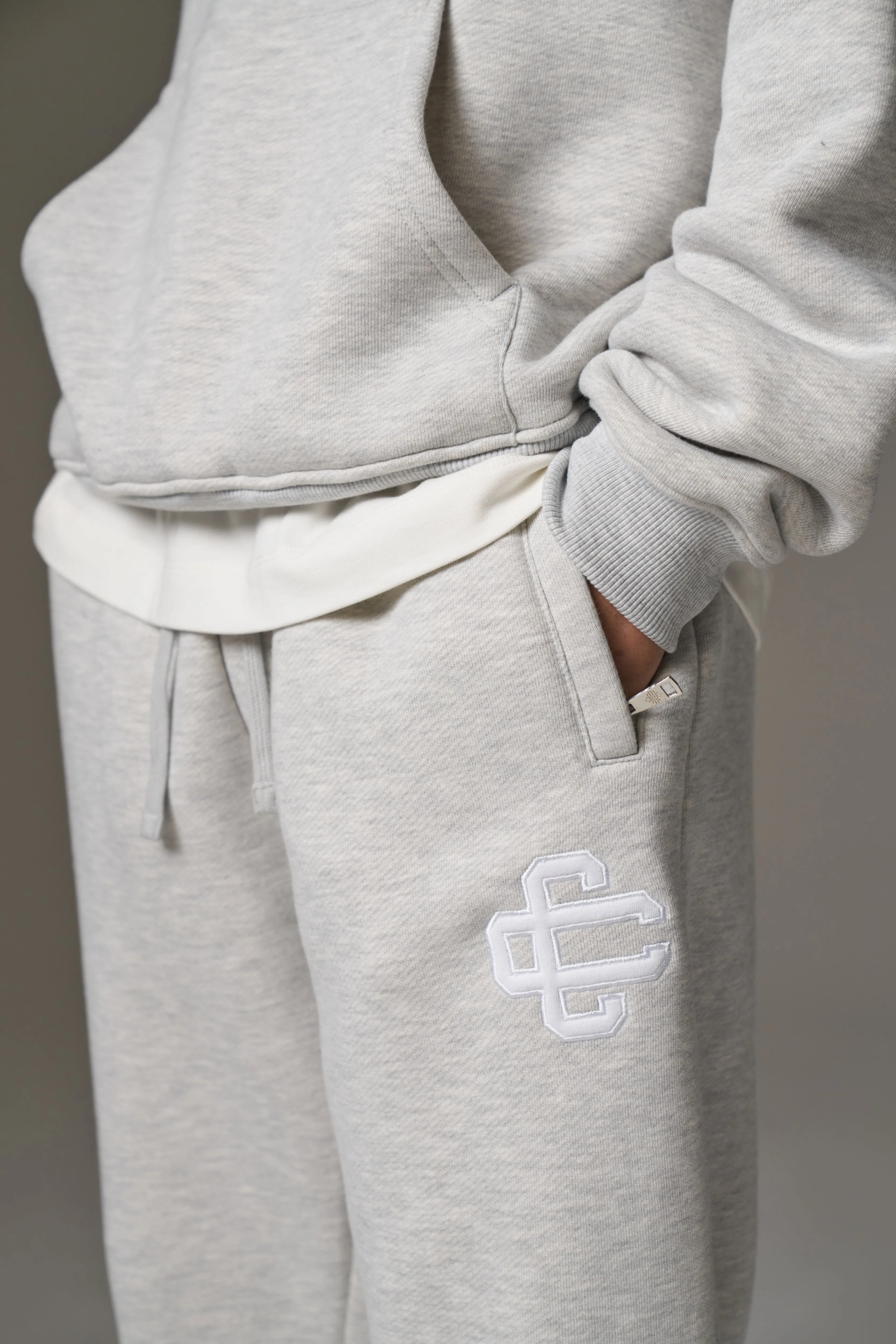 HEAVYWEIGHT EMBLEM APPLIQUE JOGGERS - GREY MARL sold by The Couture Club product image thumbnail 4