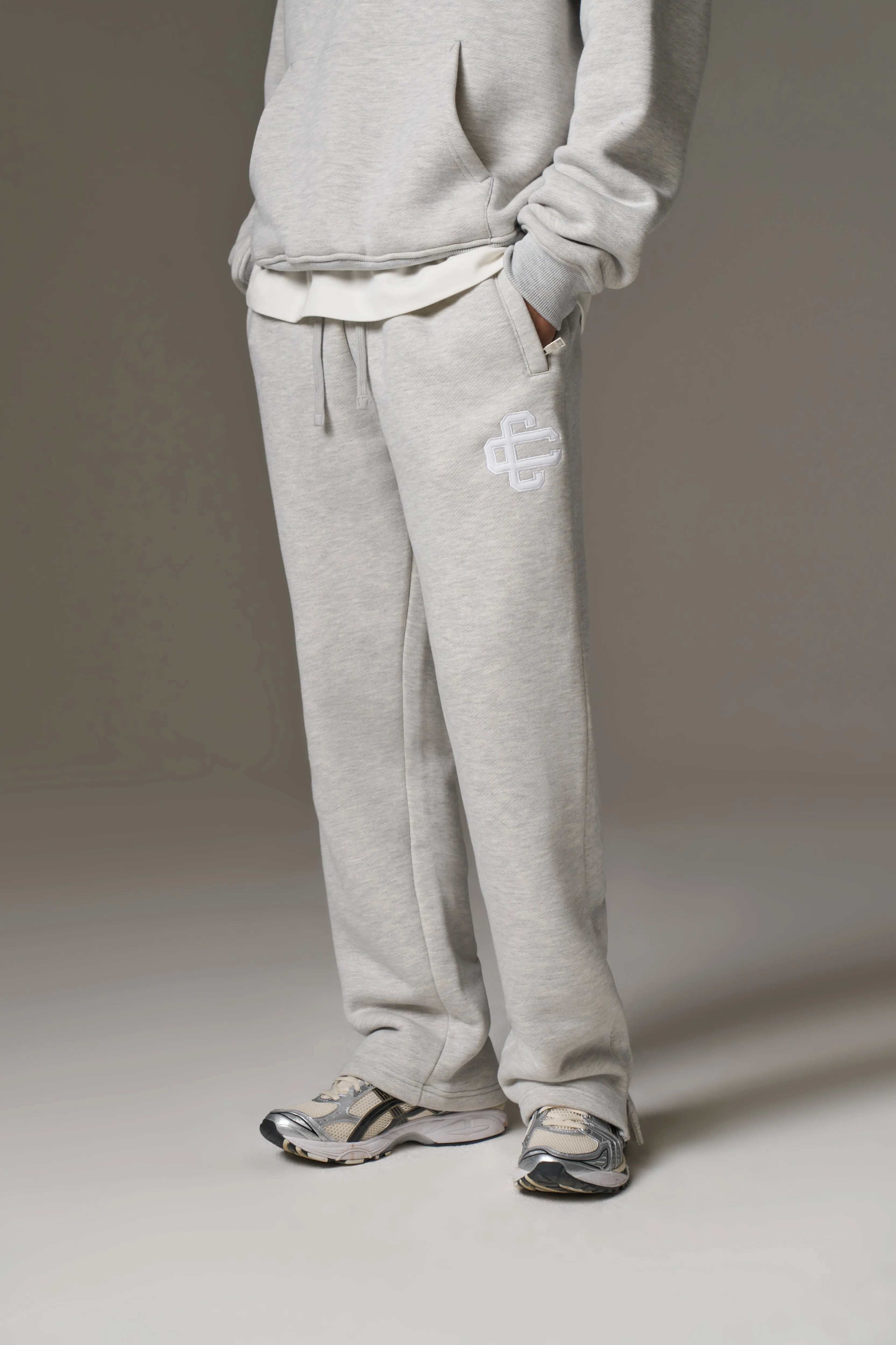 HEAVYWEIGHT EMBLEM APPLIQUE JOGGERS - GREY MARL sold by The Couture Club product image thumbnail 2
