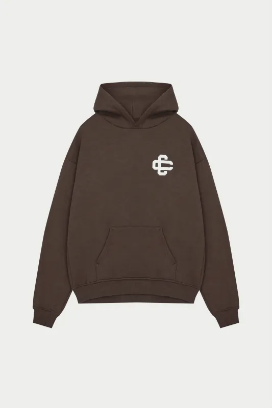 HEAVYWEIGHT EMBLEM APPLIQUE HOODIE - BROWN sold by The Couture Club