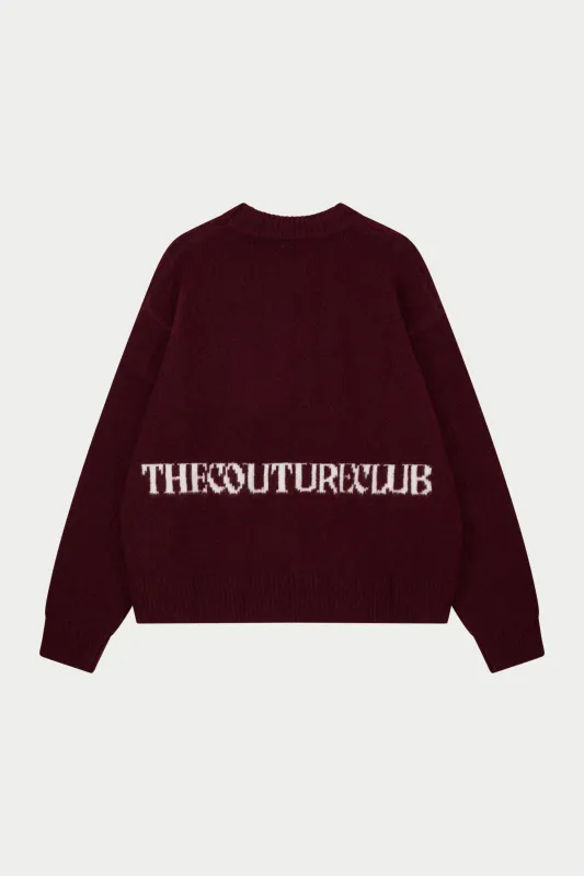 COPYRIGHT BRUSHED KNIT JUMPER - BURGUNDY sold by The Couture Club