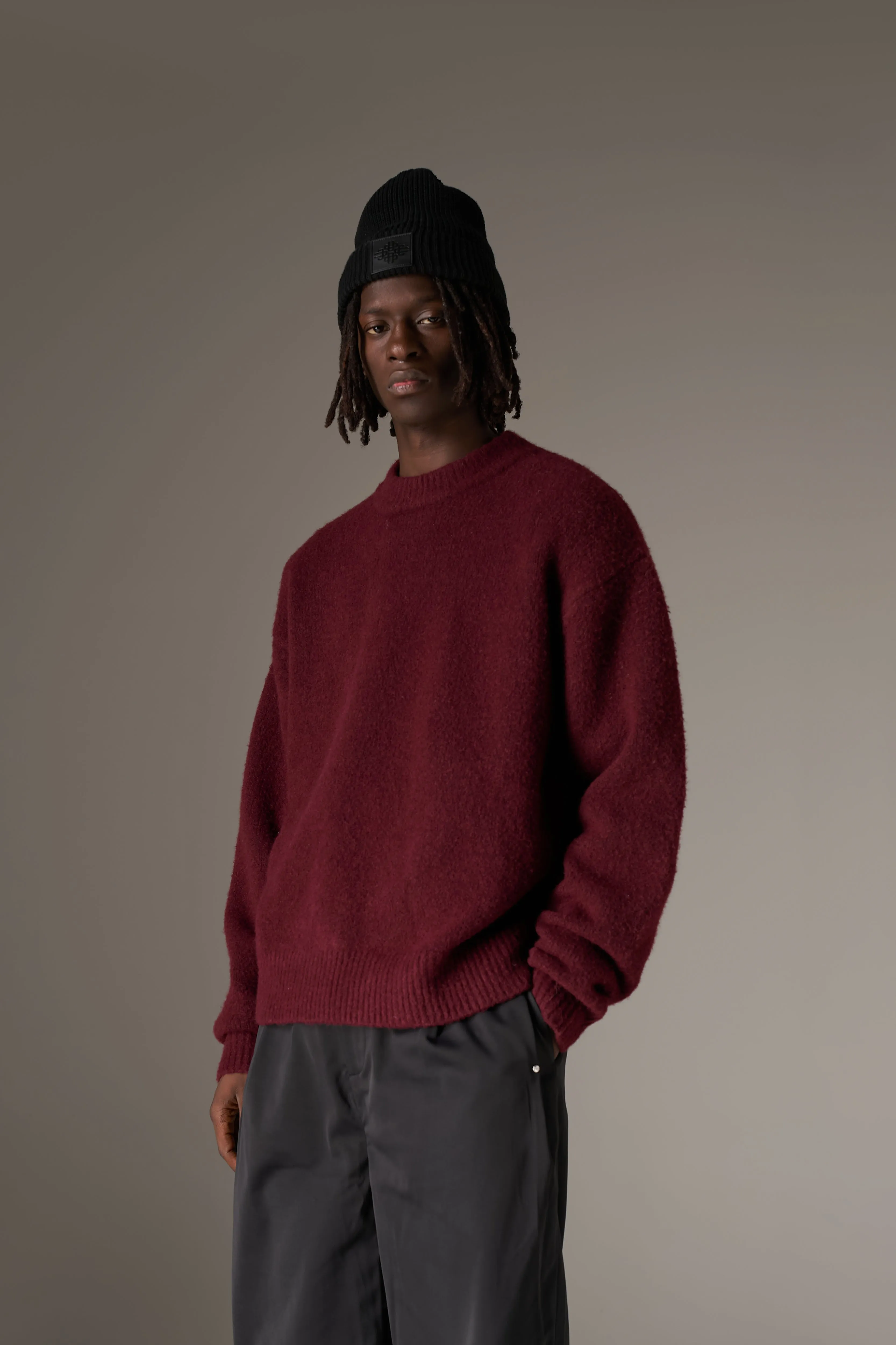 COPYRIGHT BRUSHED KNIT JUMPER - BURGUNDY sold by The Couture Club product image thumbnail 3