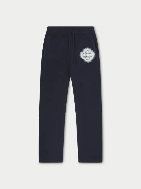 FLUFFY EMBLEM KNITTED JOGGERS - NAVY sold by The Couture Club