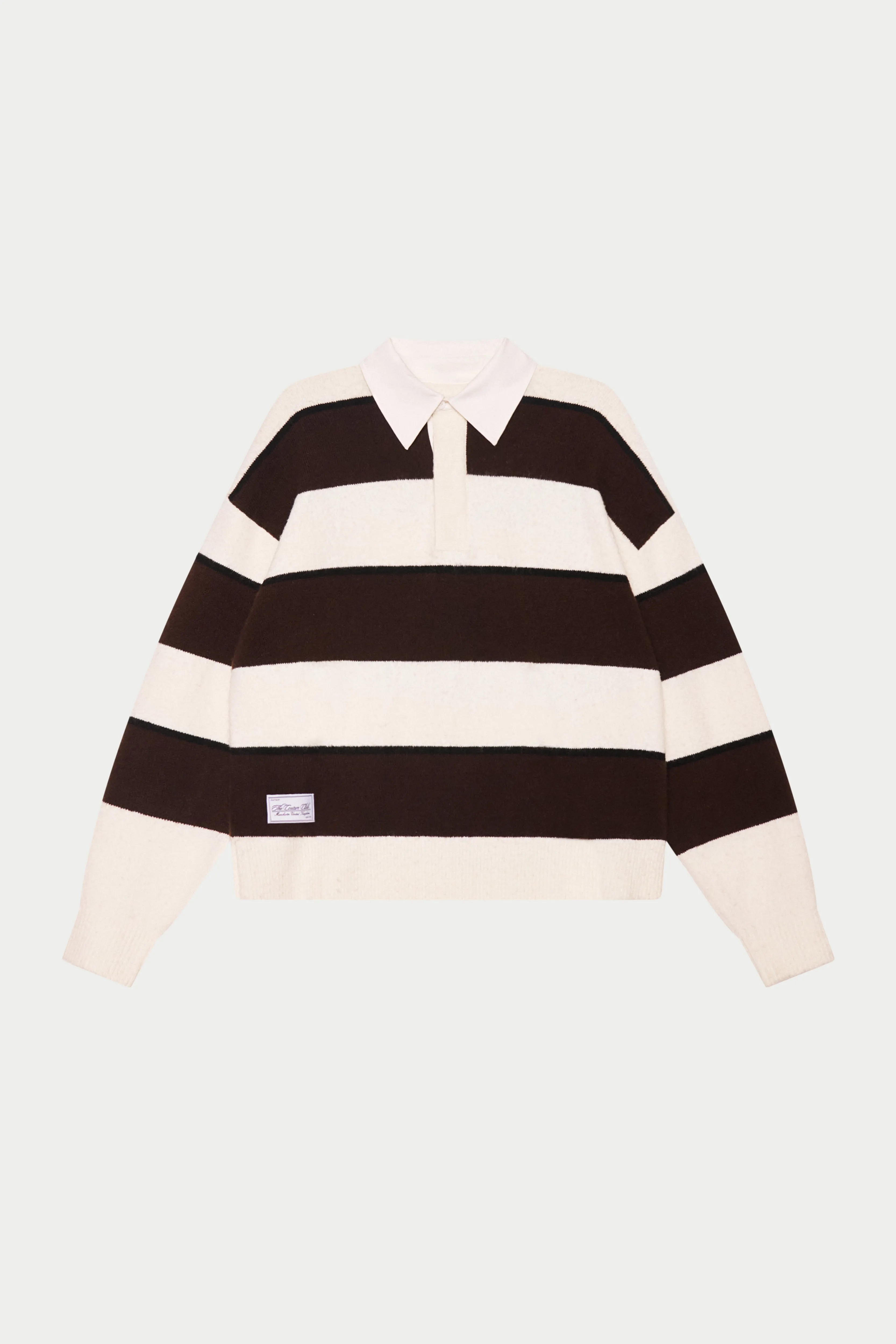 STRIPE CONTRAST COLLAR KNIT CREW - OFF WHITE sold by The Couture Club