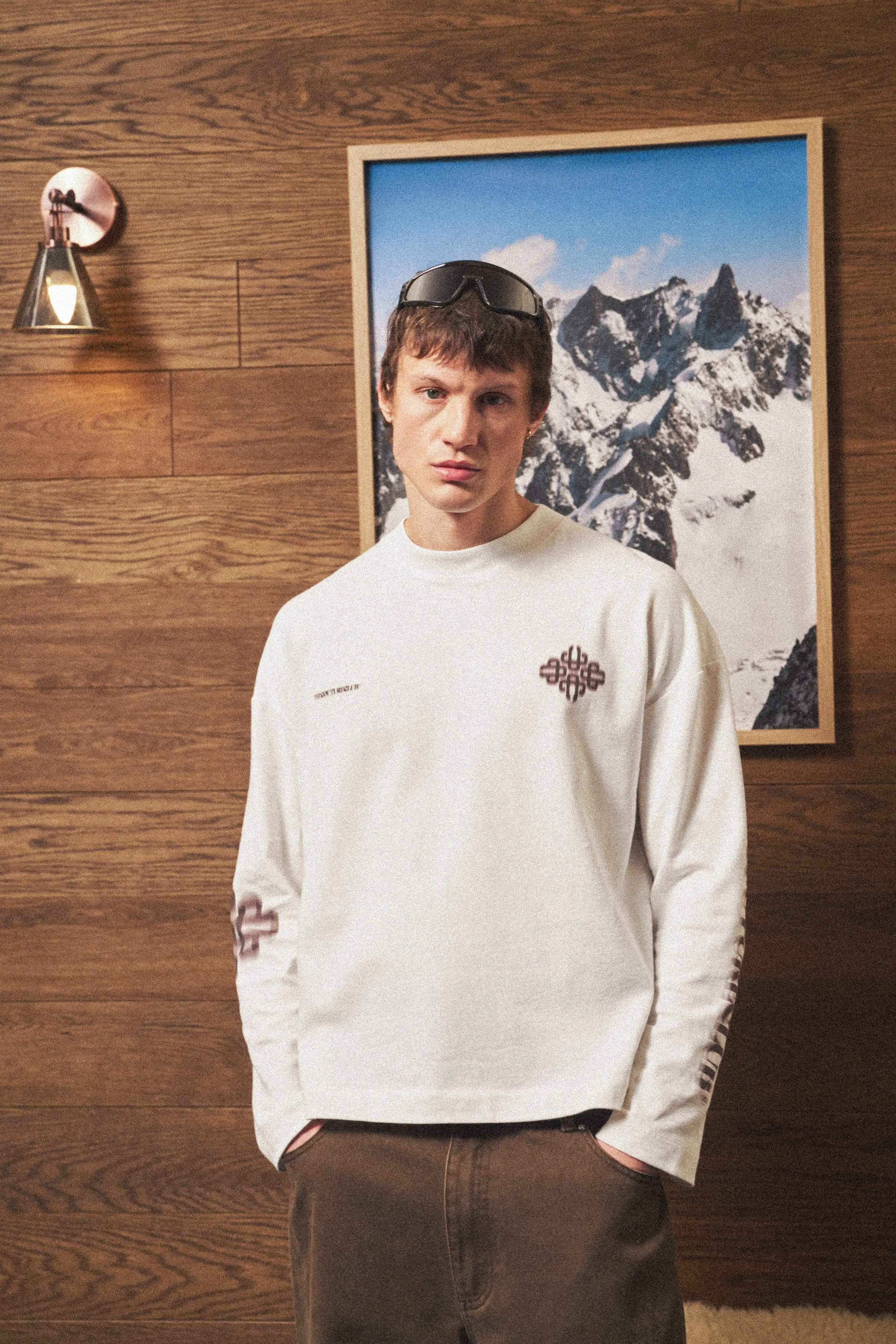 MOTION BLURRED LONG SLEEVE T-SHIRT - OFF WHITE sold by The Couture Club product image thumbnail 2