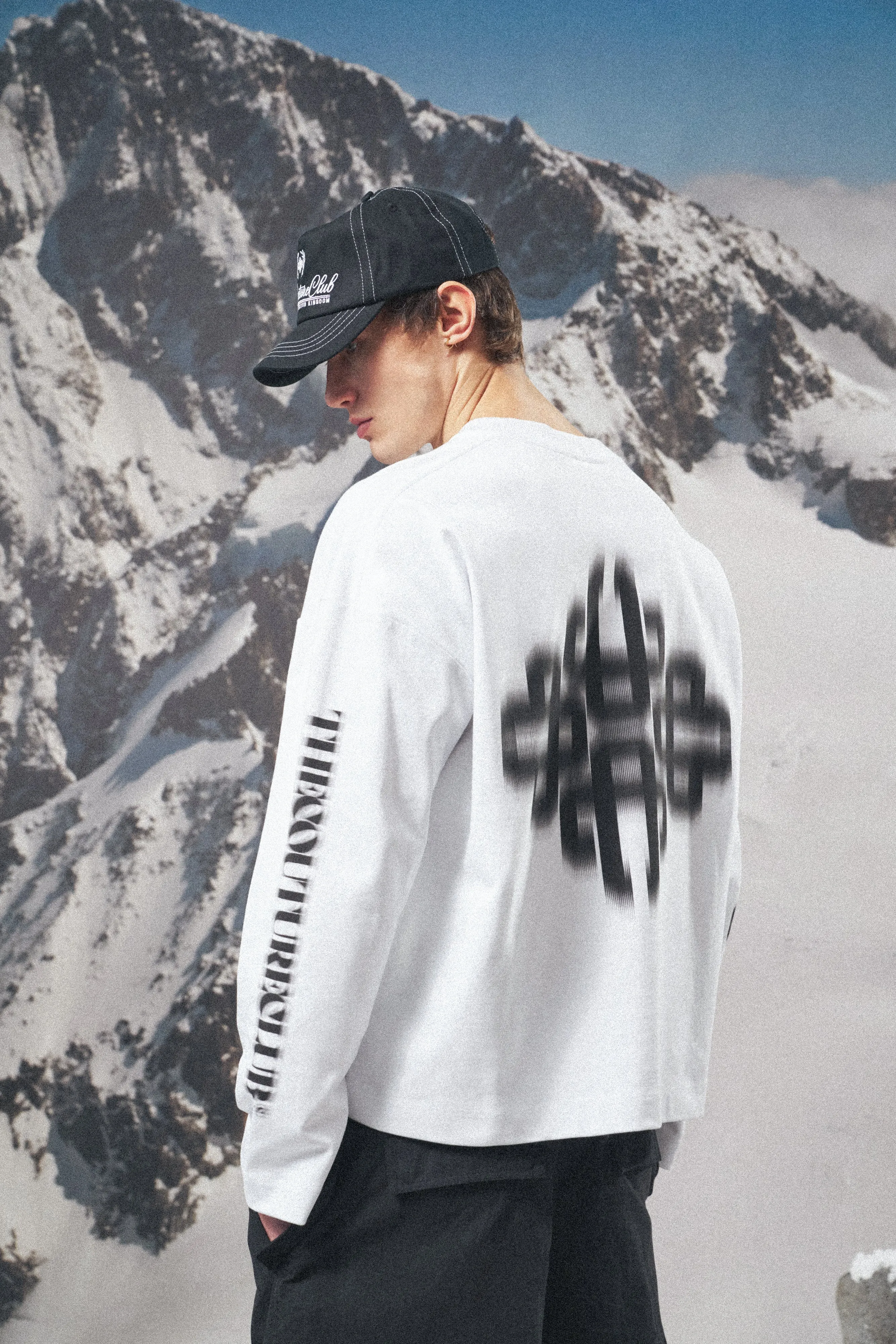 MOTION BLURRED LONG SLEEVE T-SHIRT - WHITE sold by The Couture Club product image thumbnail 2