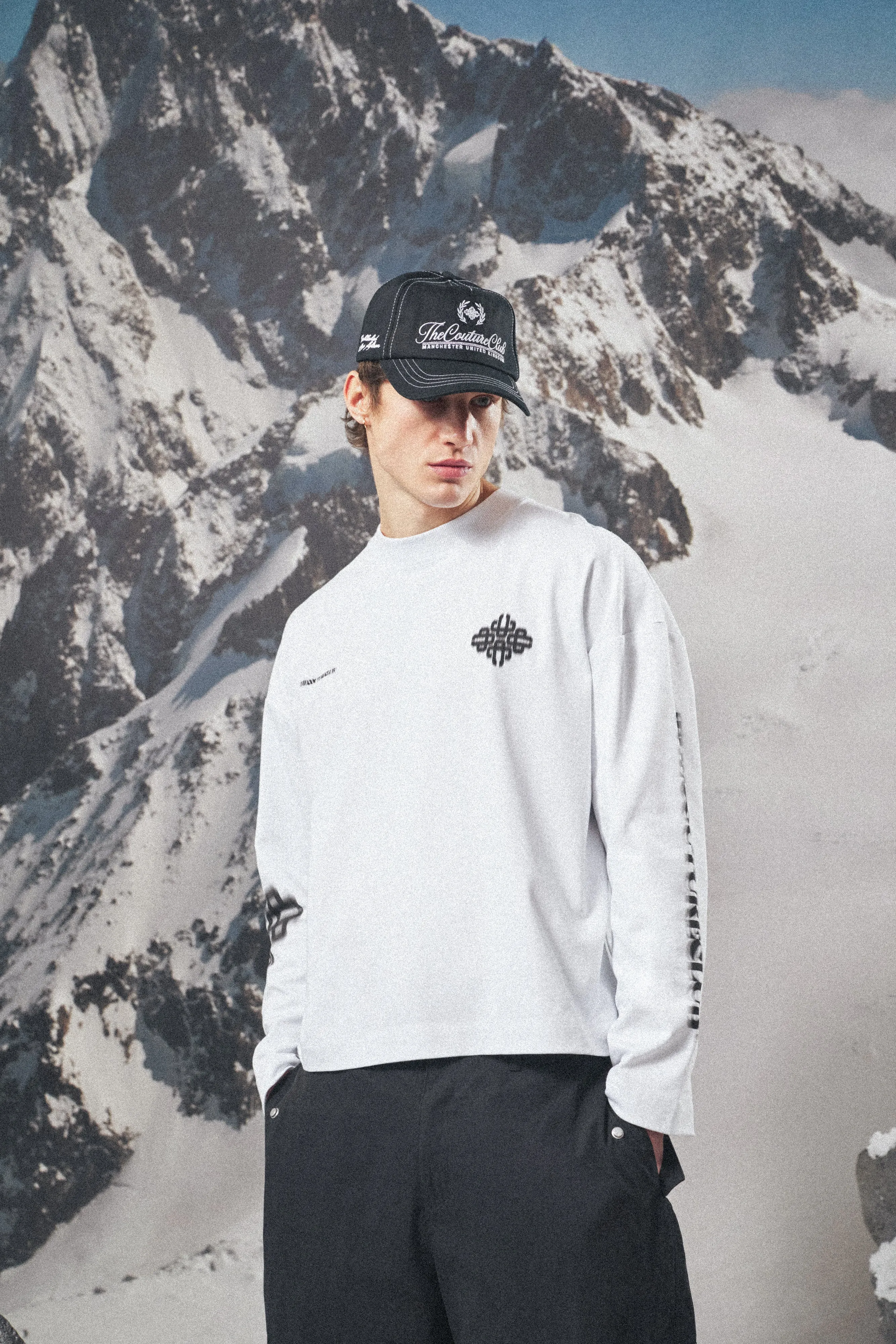 MOTION BLURRED LONG SLEEVE T-SHIRT - WHITE sold by The Couture Club product image thumbnail 3