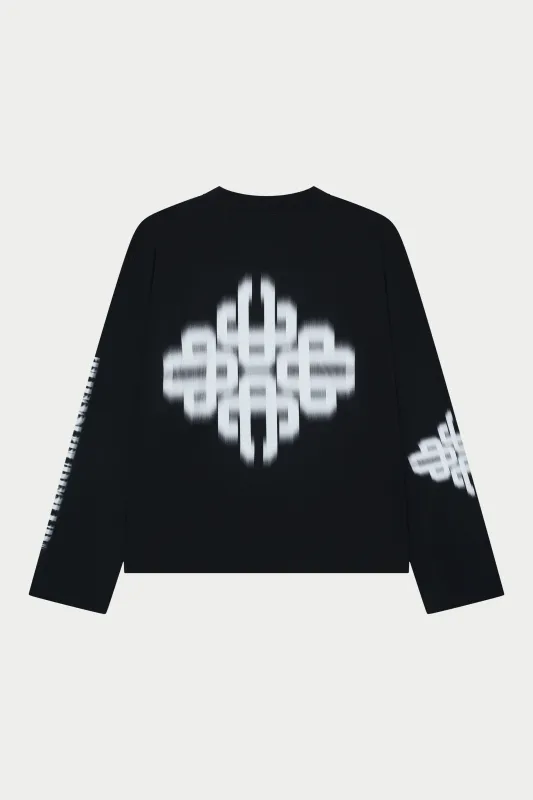 MOTION BLURRED LONG SLEEVE T-SHIRT - BLACK sold by The Couture Club