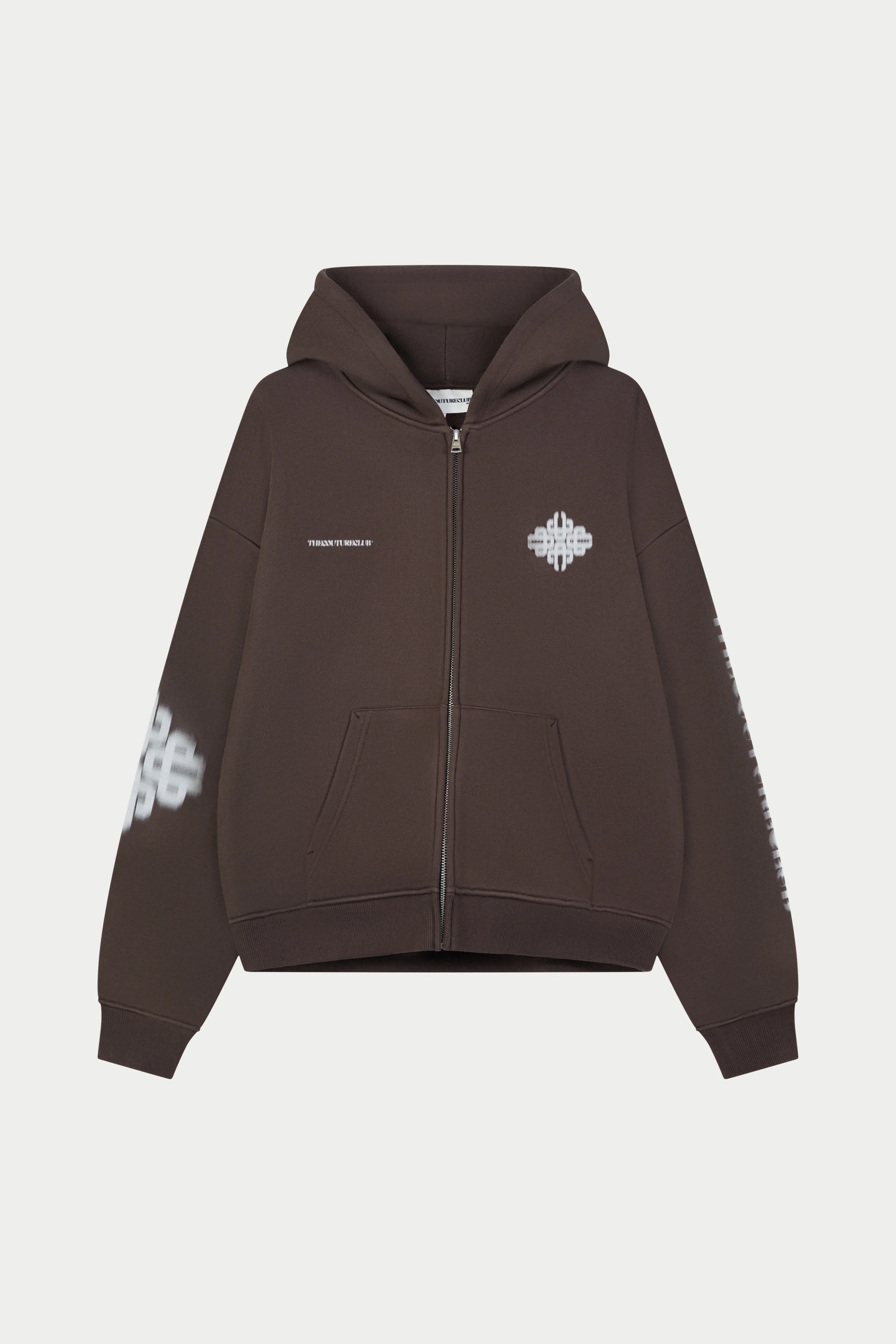 MOTION BLURRED ZIP THROUGH HOODIE - BROWN sold by The Couture Club