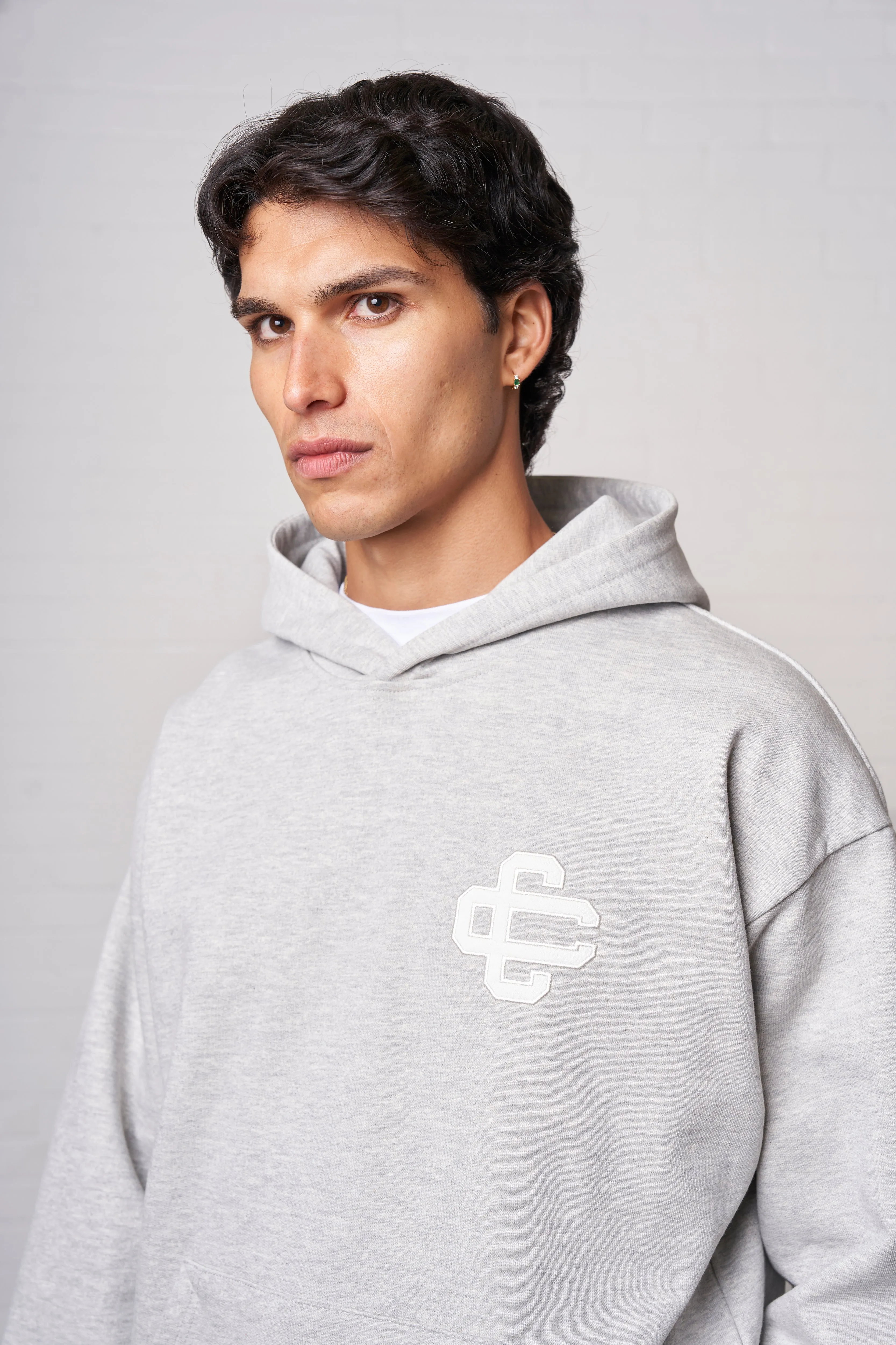 HEAVYWEIGHT APPLIQUE EMBLEM HOODIE - GREY MARL sold by The Couture Club product image thumbnail 3
