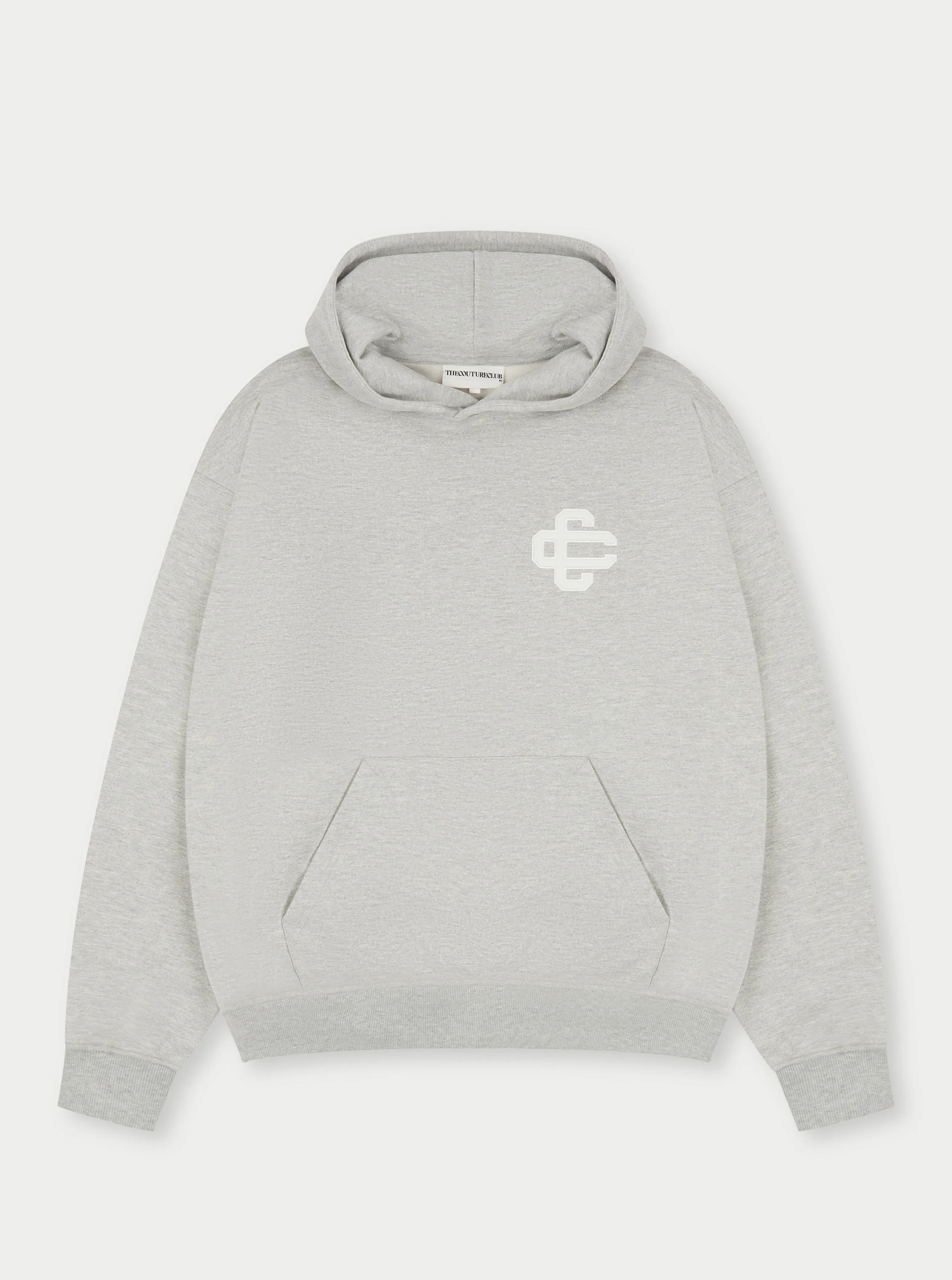 HEAVYWEIGHT APPLIQUE EMBLEM HOODIE - GREY MARL sold by The Couture Club
