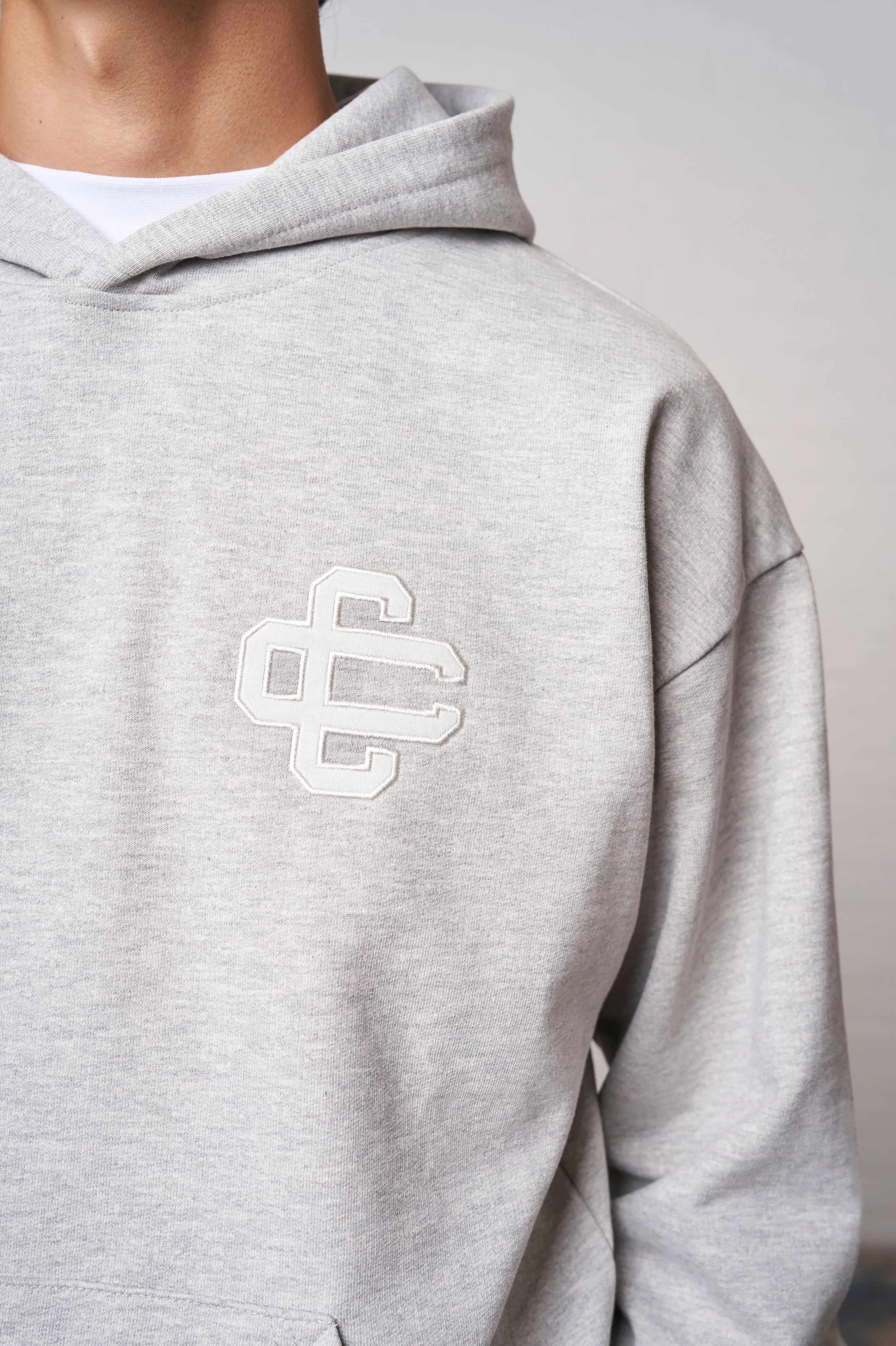 HEAVYWEIGHT APPLIQUE EMBLEM HOODIE - GREY MARL sold by The Couture Club product image thumbnail 4