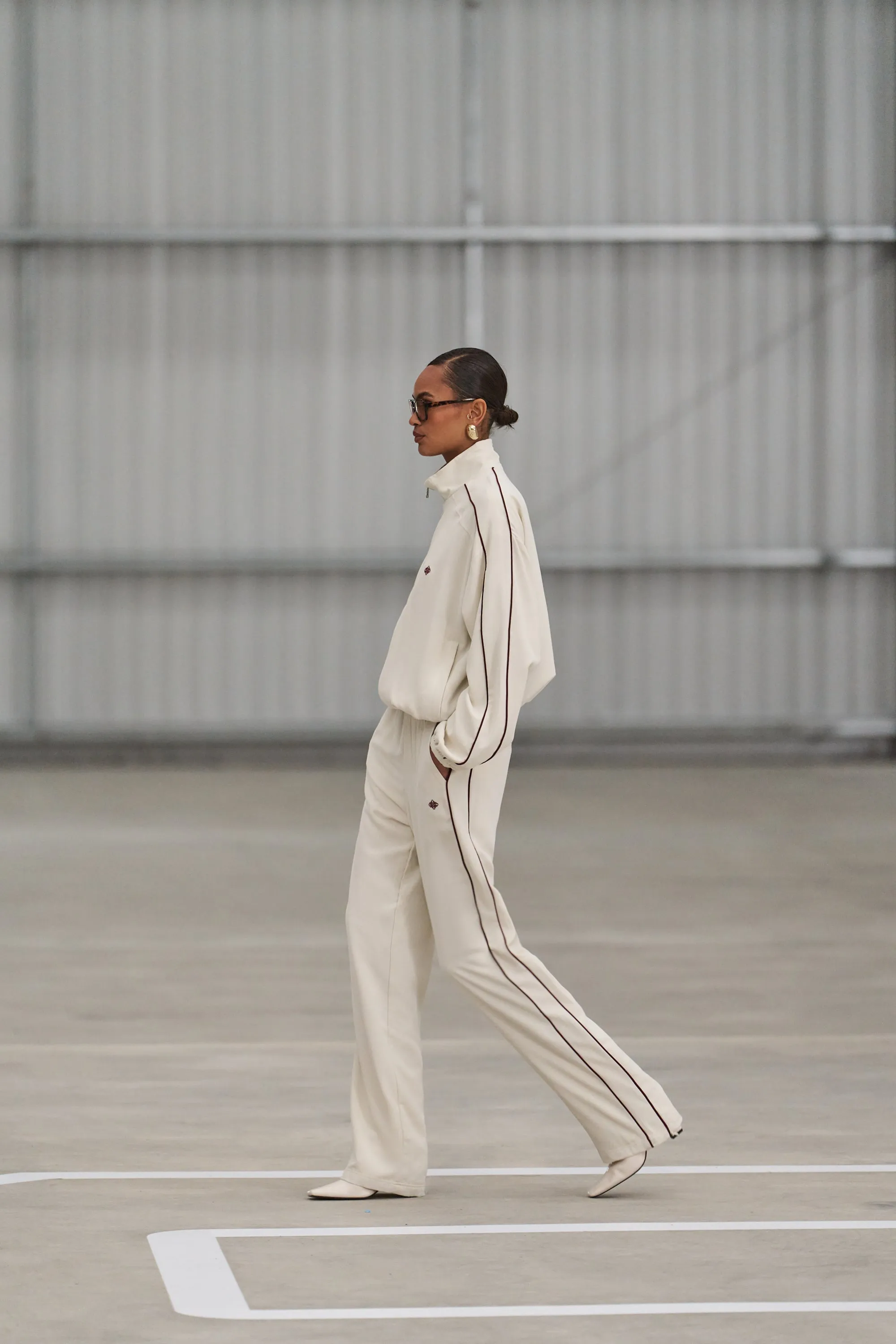 EMBLEM PIPED STRAIGHT LEG JOGGERS - STONE sold by The Couture Club product image thumbnail 3