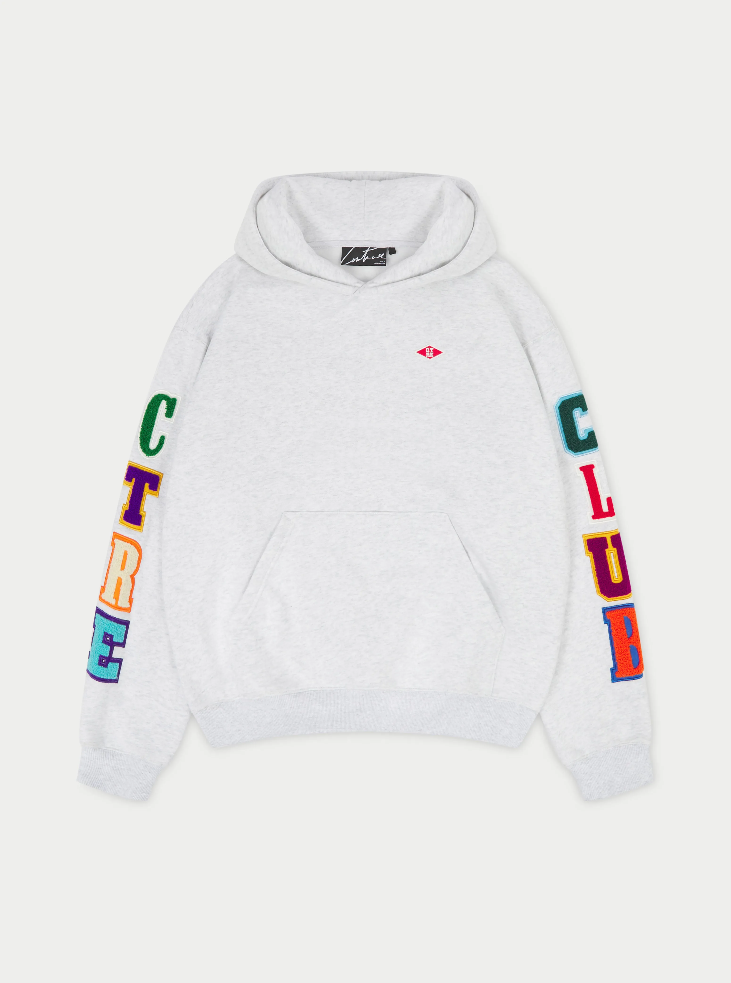 MULTIBADGE CHENILLE HOODIE - GREY MARL sold by The Couture Club