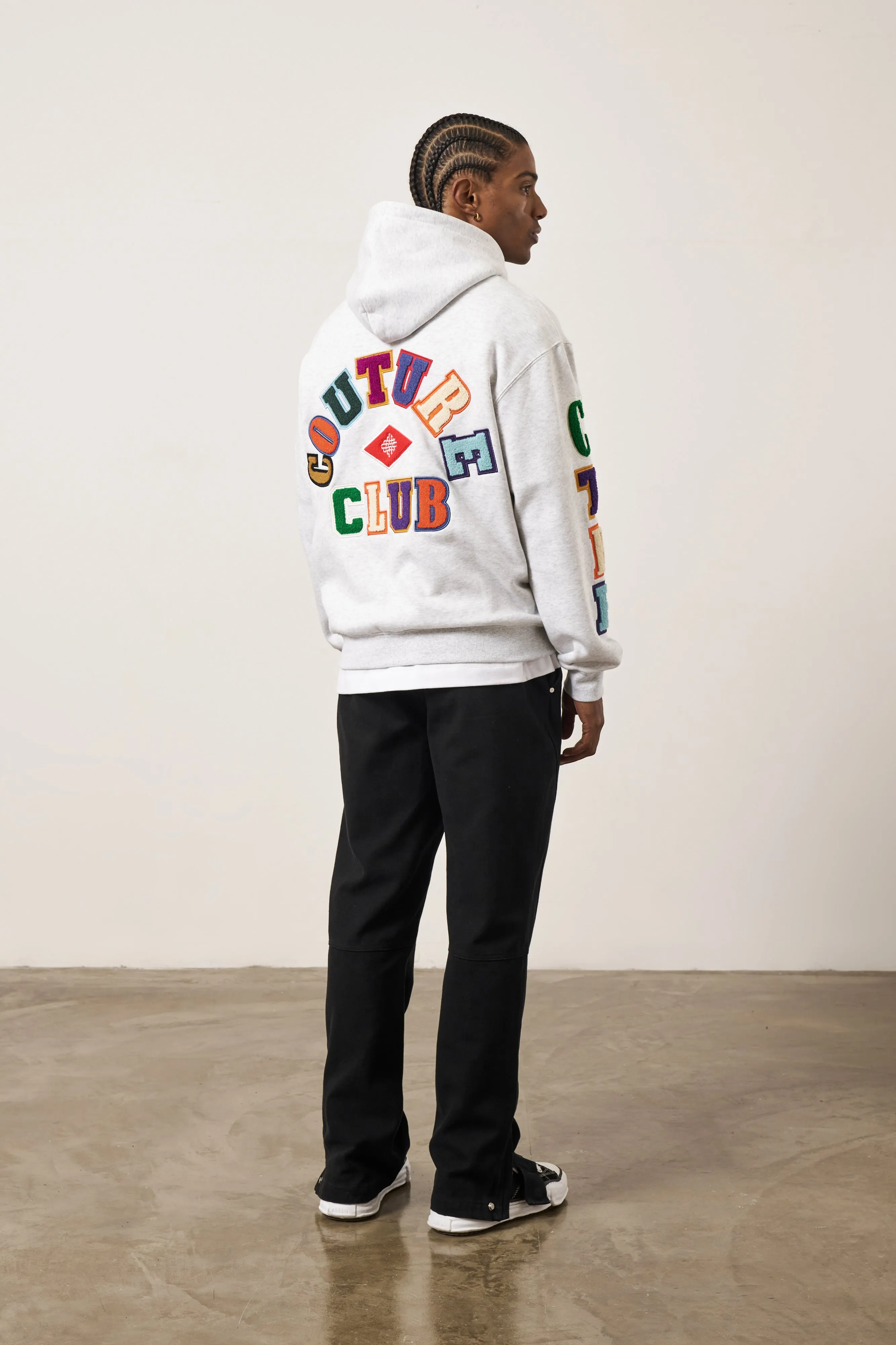 MULTIBADGE CHENILLE HOODIE - GREY MARL sold by The Couture Club product image thumbnail 3