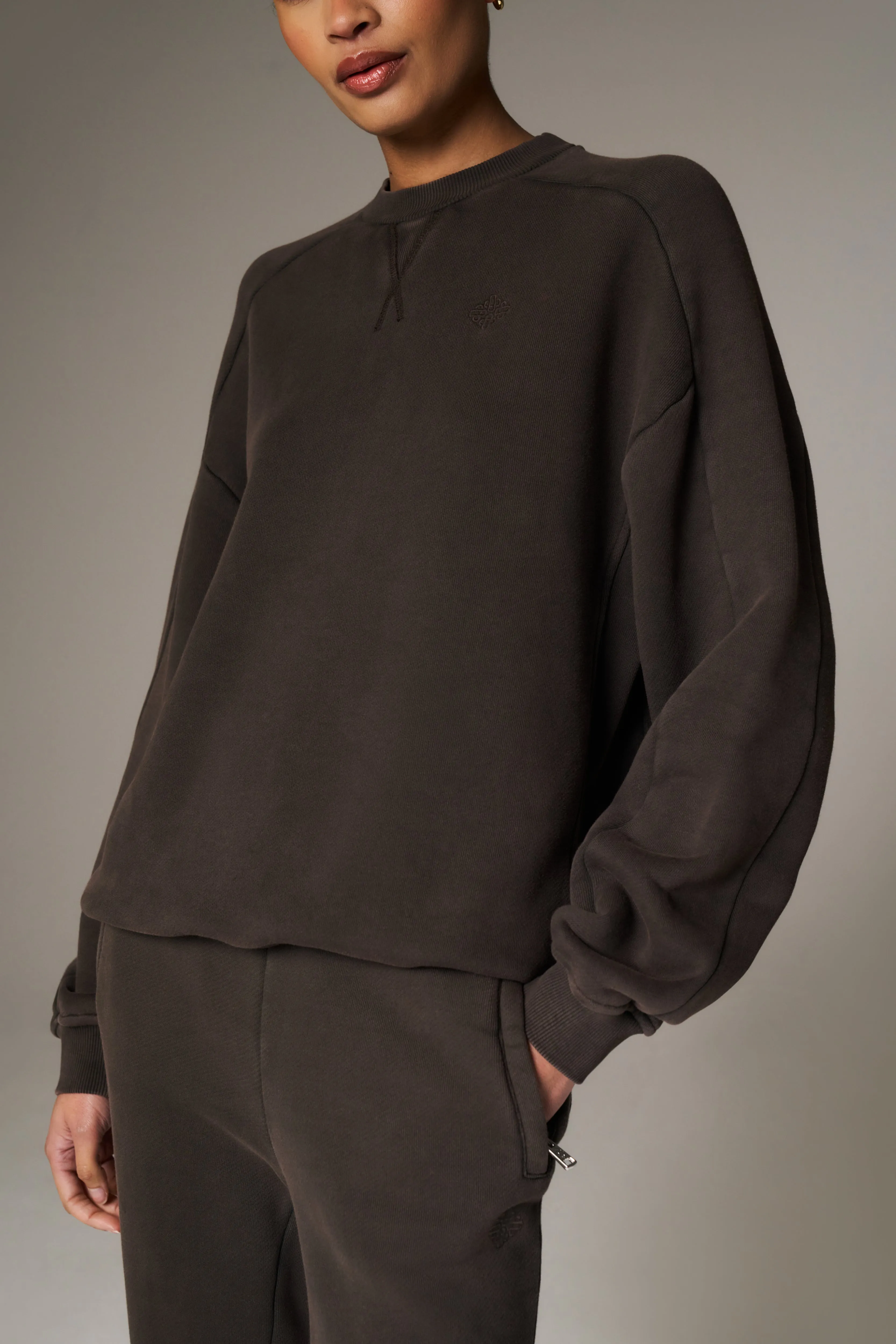 LAUNDERED CLASSICS SEAM DETAIL SWEATSHIRT - WASHED BROWN sold by The Couture Club product image thumbnail 4