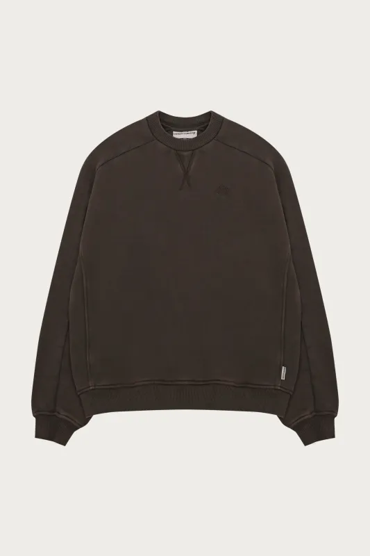 LAUNDERED CLASSICS SEAM DETAIL SWEATSHIRT - WASHED BROWN sold by The Couture Club