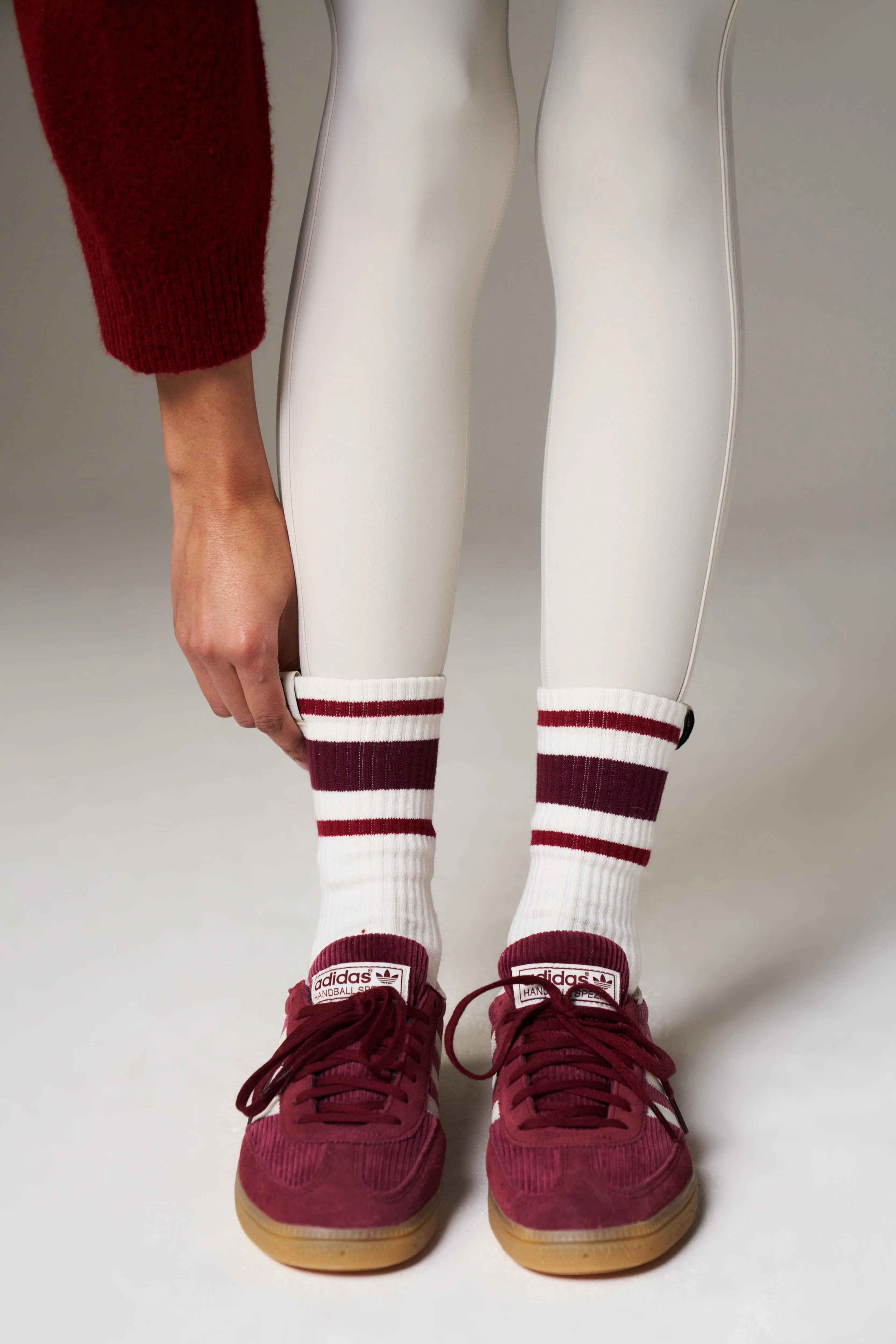 STRIPED BRANDED LABEL SOCK - BURGUNDY sold by The Couture Club product image thumbnail 3