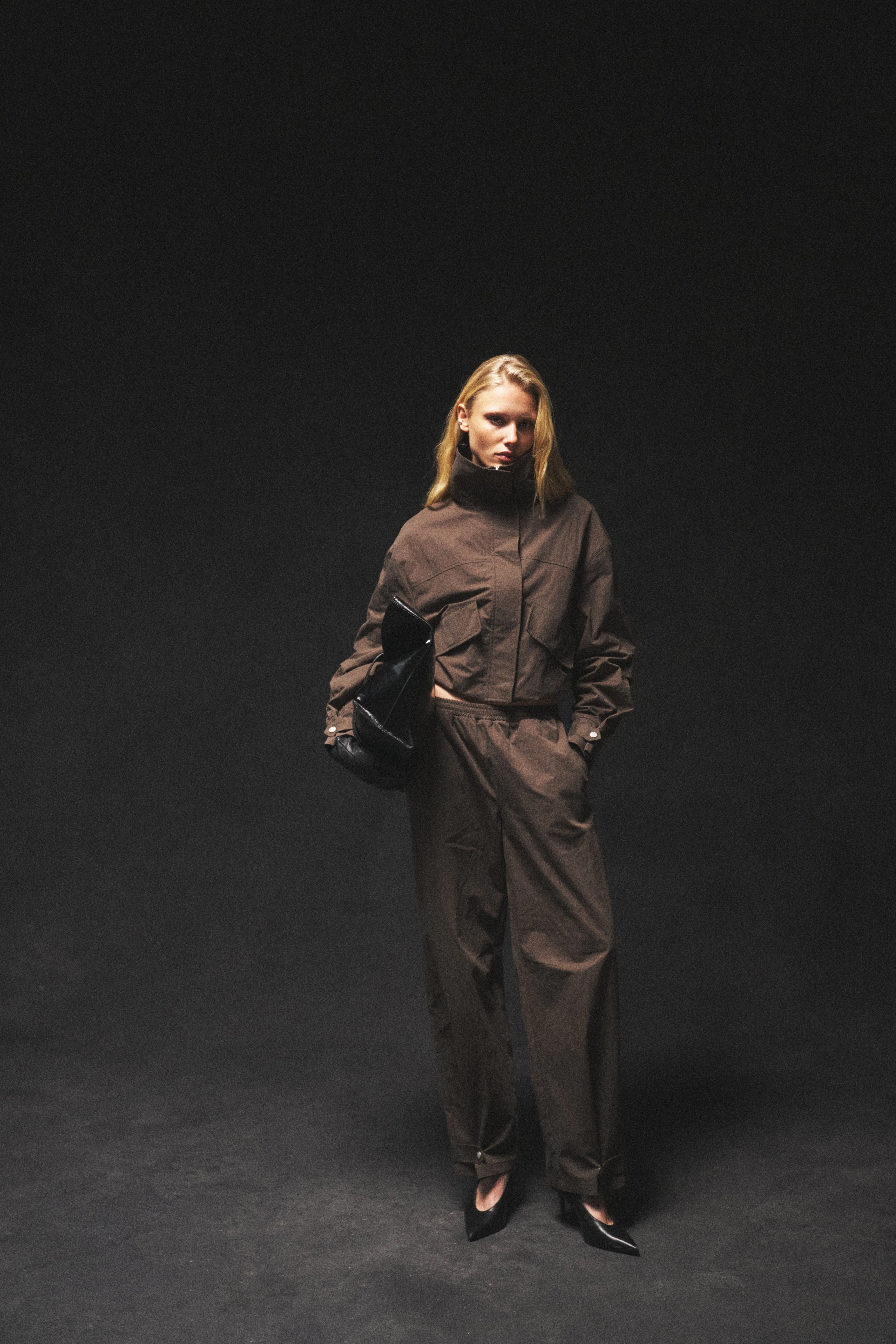 BARREL LEG SHELL TROUSERS - BROWN sold by The Couture Club product image thumbnail 3