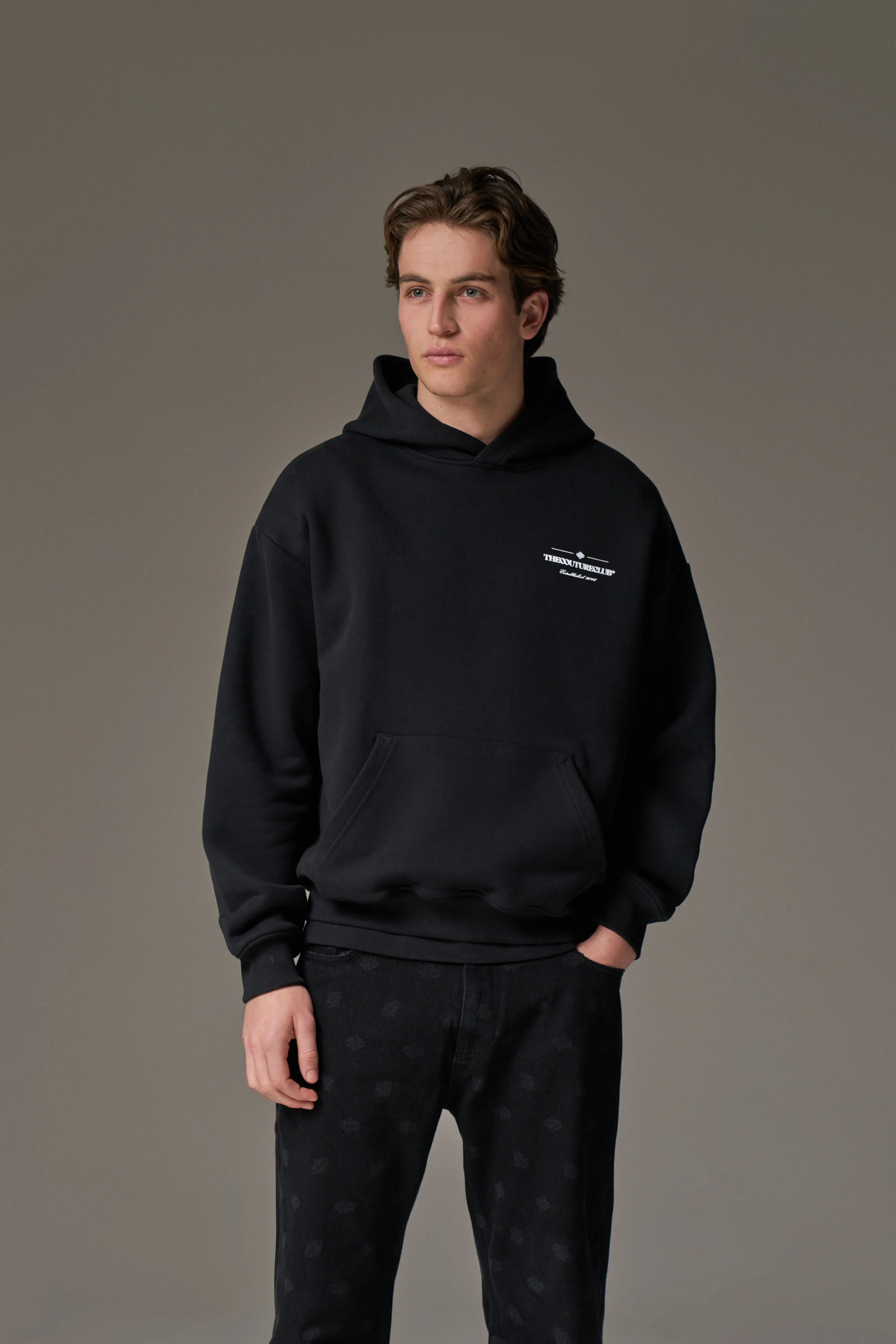 MIXED FONT GRAPHIC HOODIE - BLACK sold by The Couture Club product image thumbnail 4