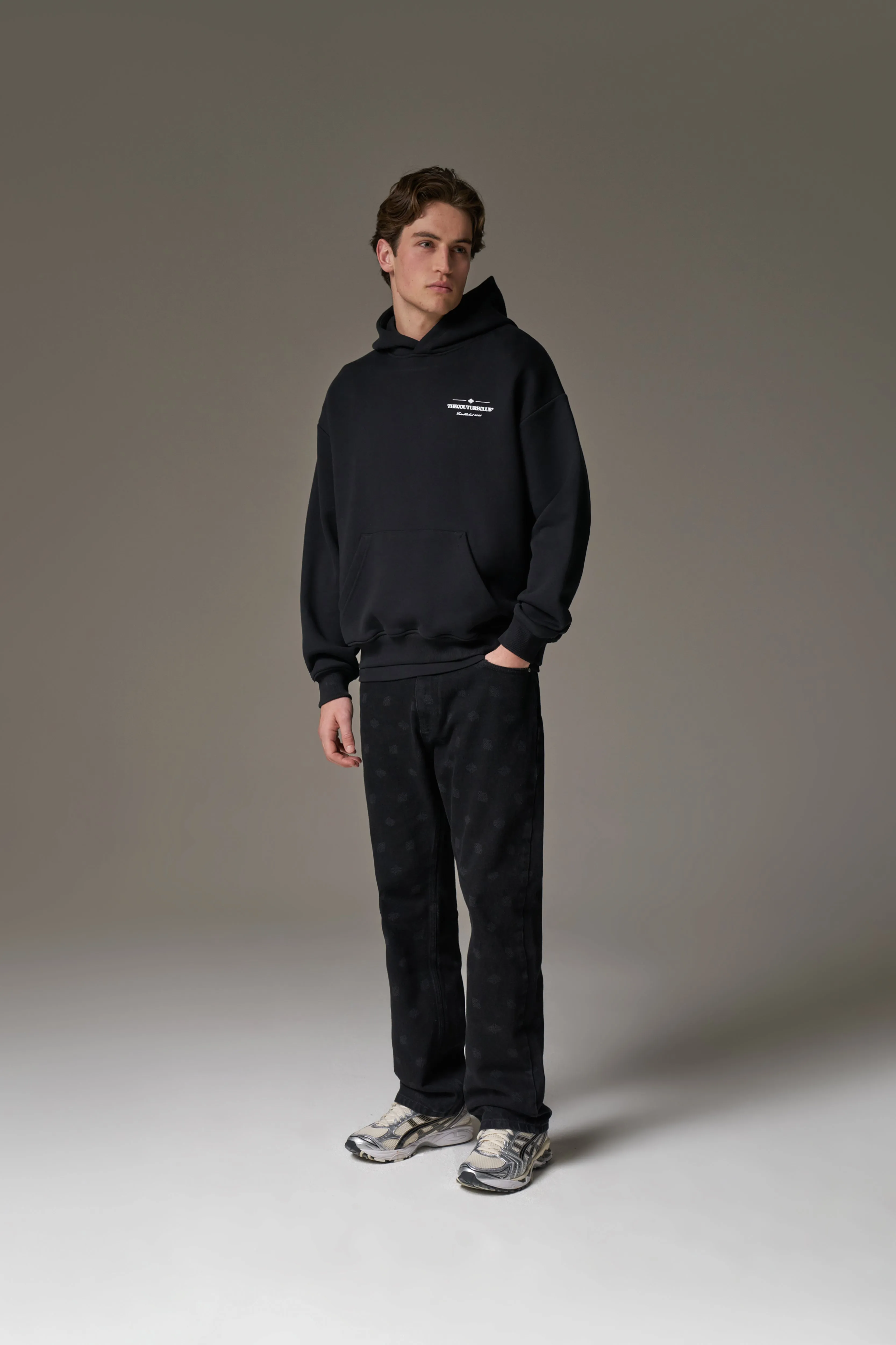 MIXED FONT GRAPHIC HOODIE - BLACK sold by The Couture Club product image thumbnail 5