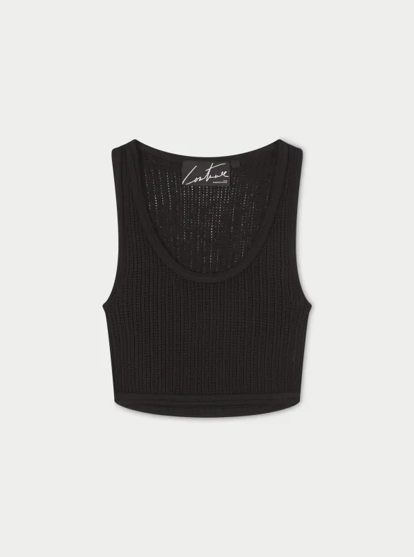 KNITTED VEST TOP - BLACK made by The Couture Club