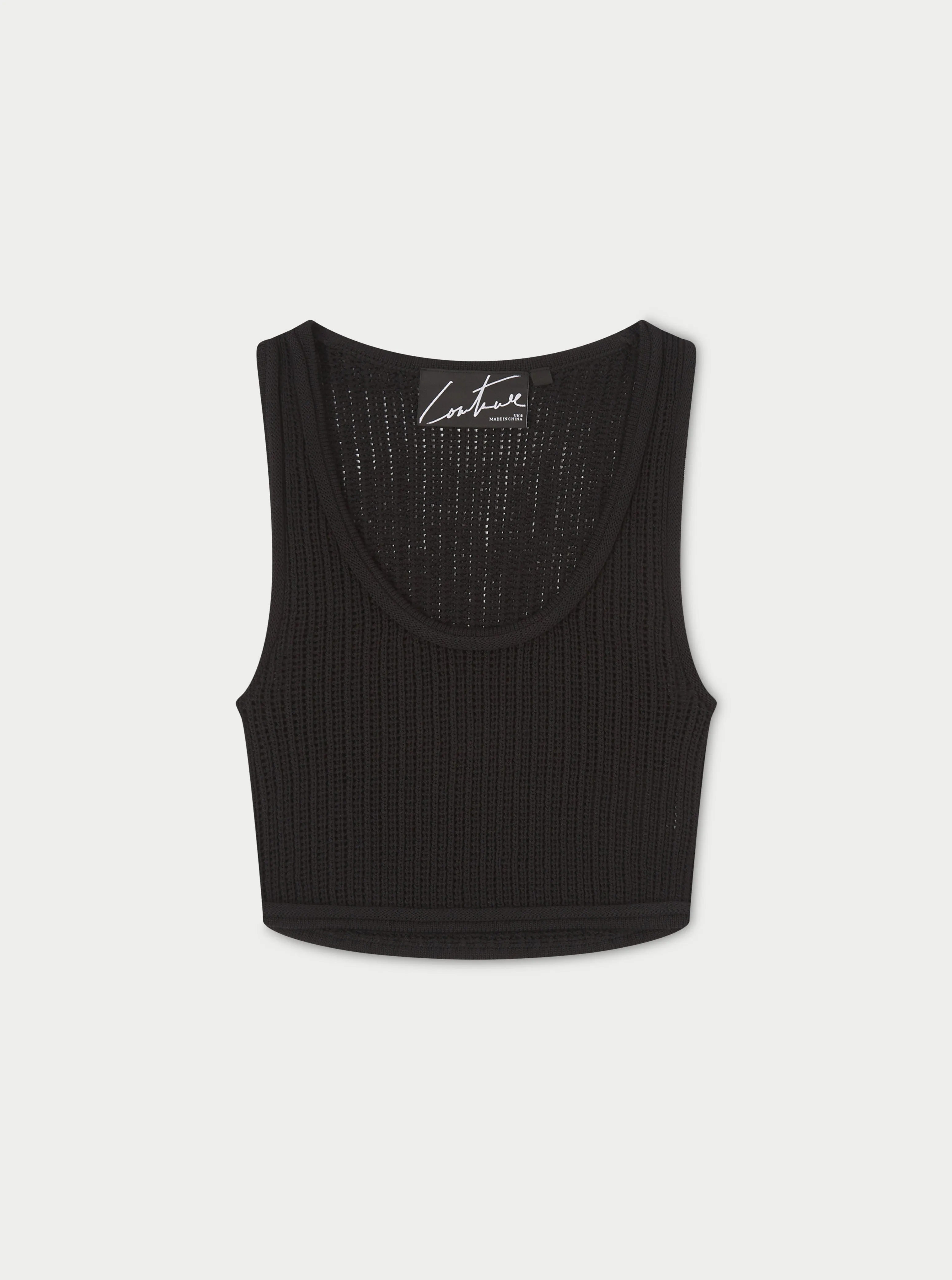 KNITTED VEST TOP - BLACK sold by The Couture Club