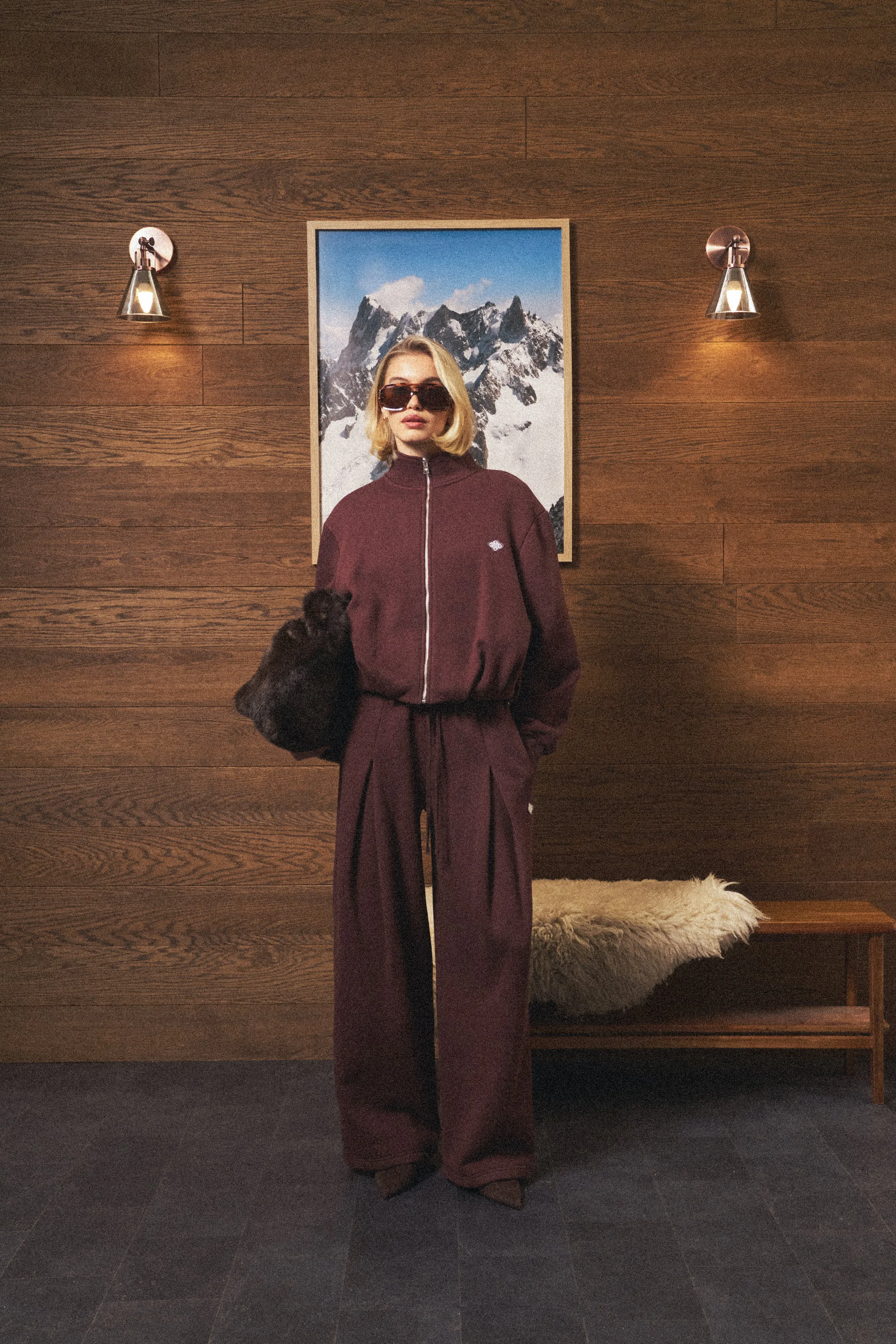 FUNNEL NECK BALLOON HEM ZIP THROUGH - CHOCOLATE sold by The Couture Club product image thumbnail 3