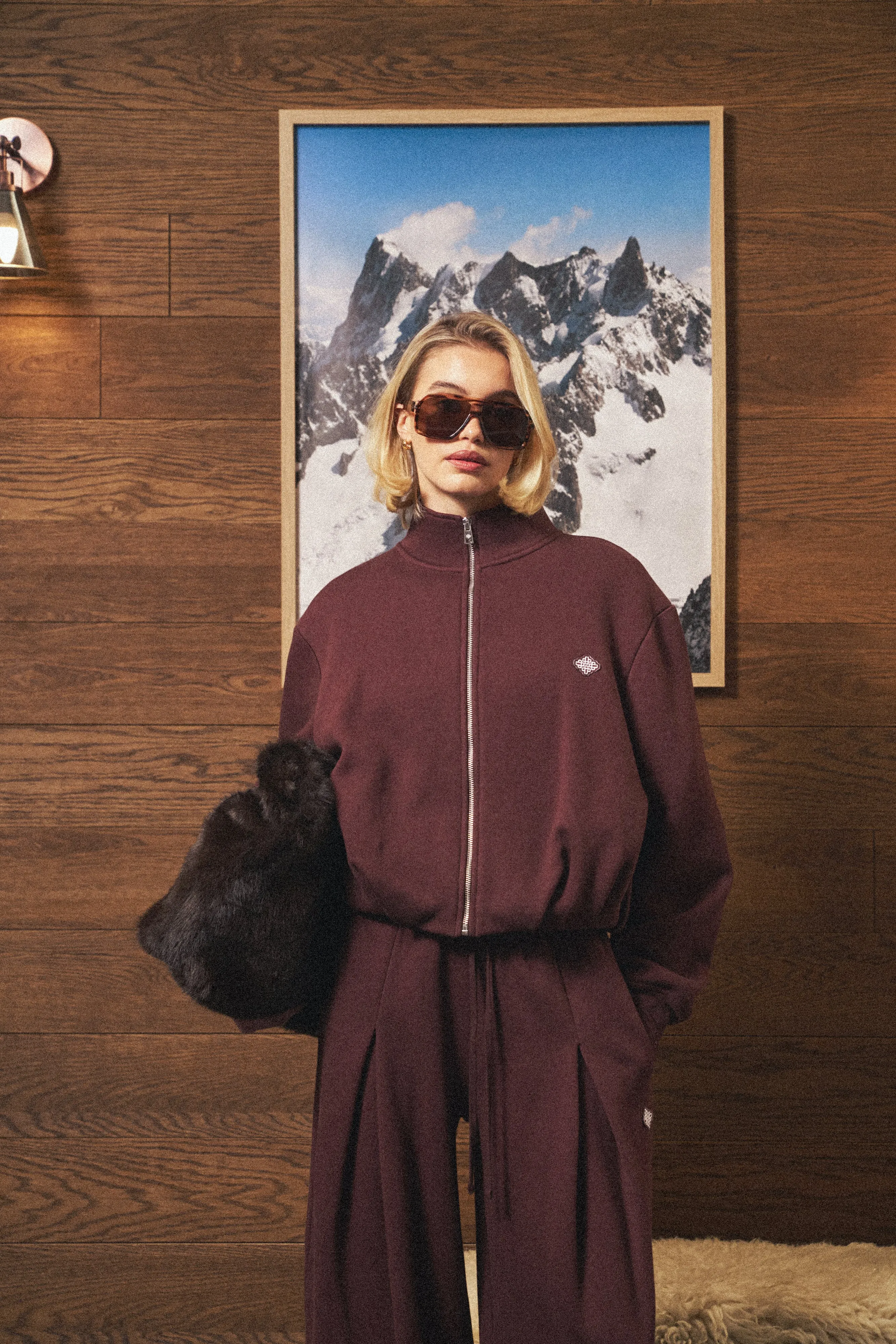 FUNNEL NECK BALLOON HEM ZIP THROUGH - CHOCOLATE sold by The Couture Club product image thumbnail 2