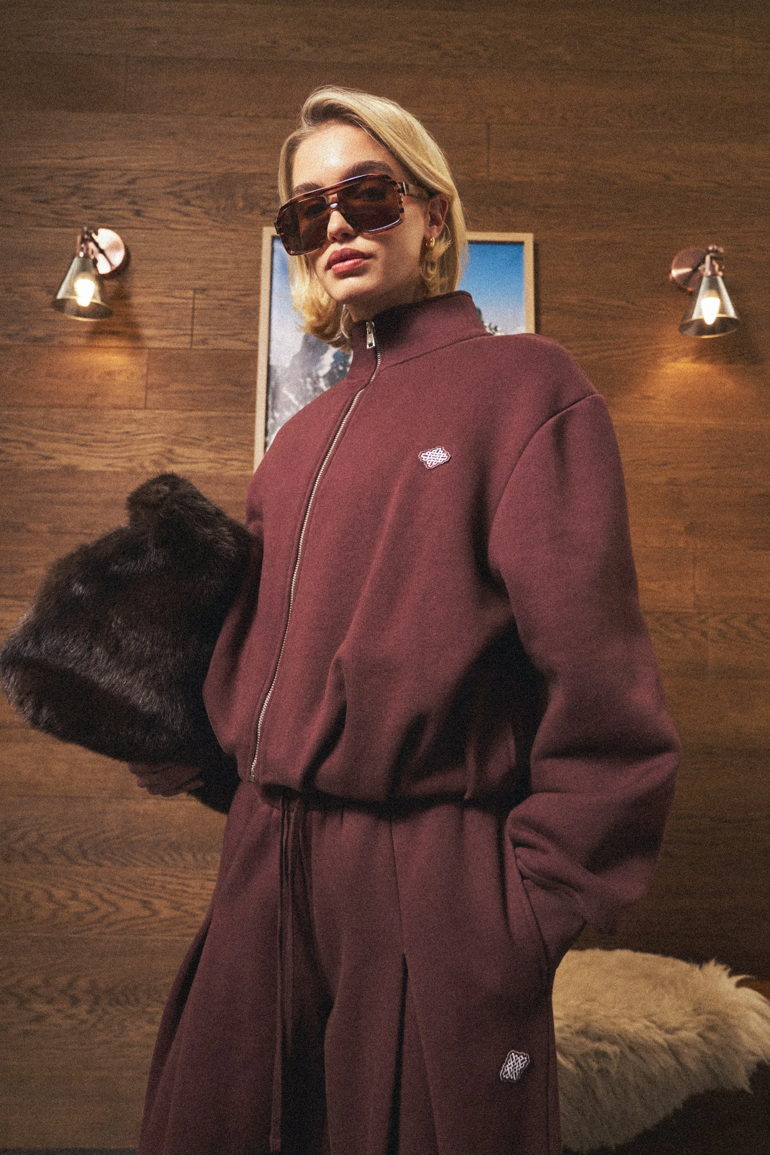 FUNNEL NECK BALLOON HEM ZIP THROUGH - CHOCOLATE sold by The Couture Club product image thumbnail 4