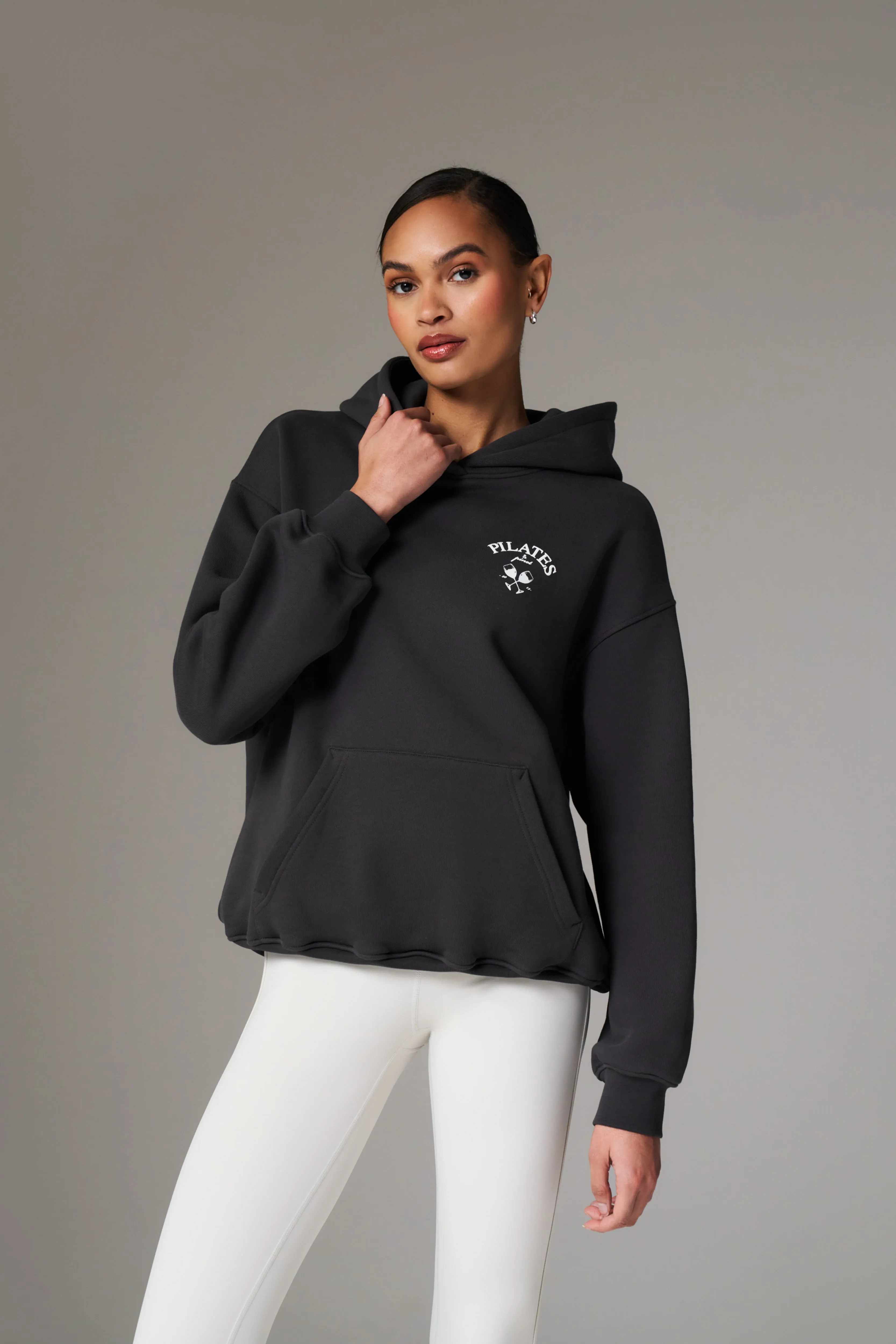 PILATES & PINOT OVERSIZED HOODIE - MIDNIGHT GREY sold by The Couture Club product image thumbnail 5