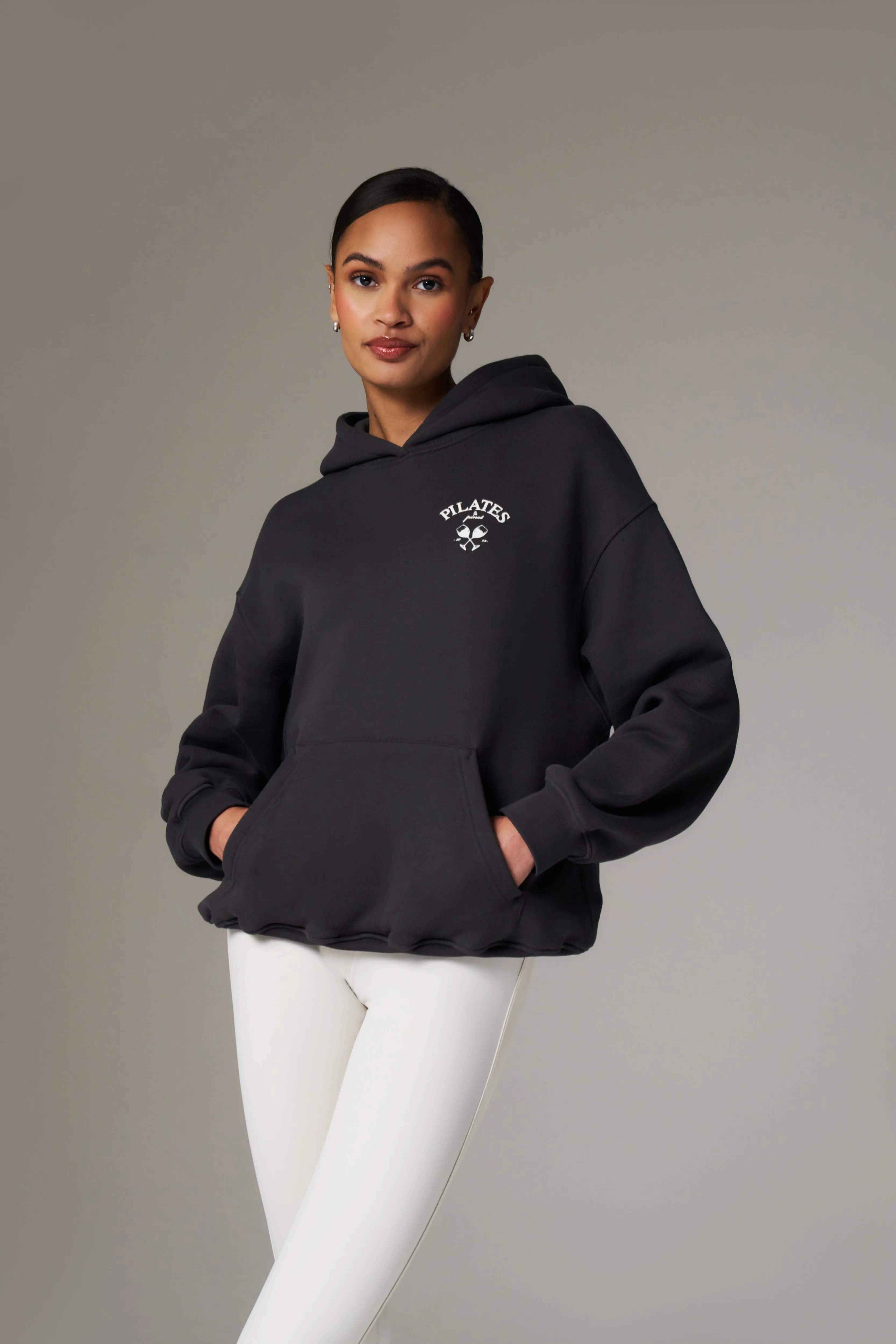 PILATES & PINOT OVERSIZED HOODIE - MIDNIGHT GREY sold by The Couture Club product image thumbnail 2