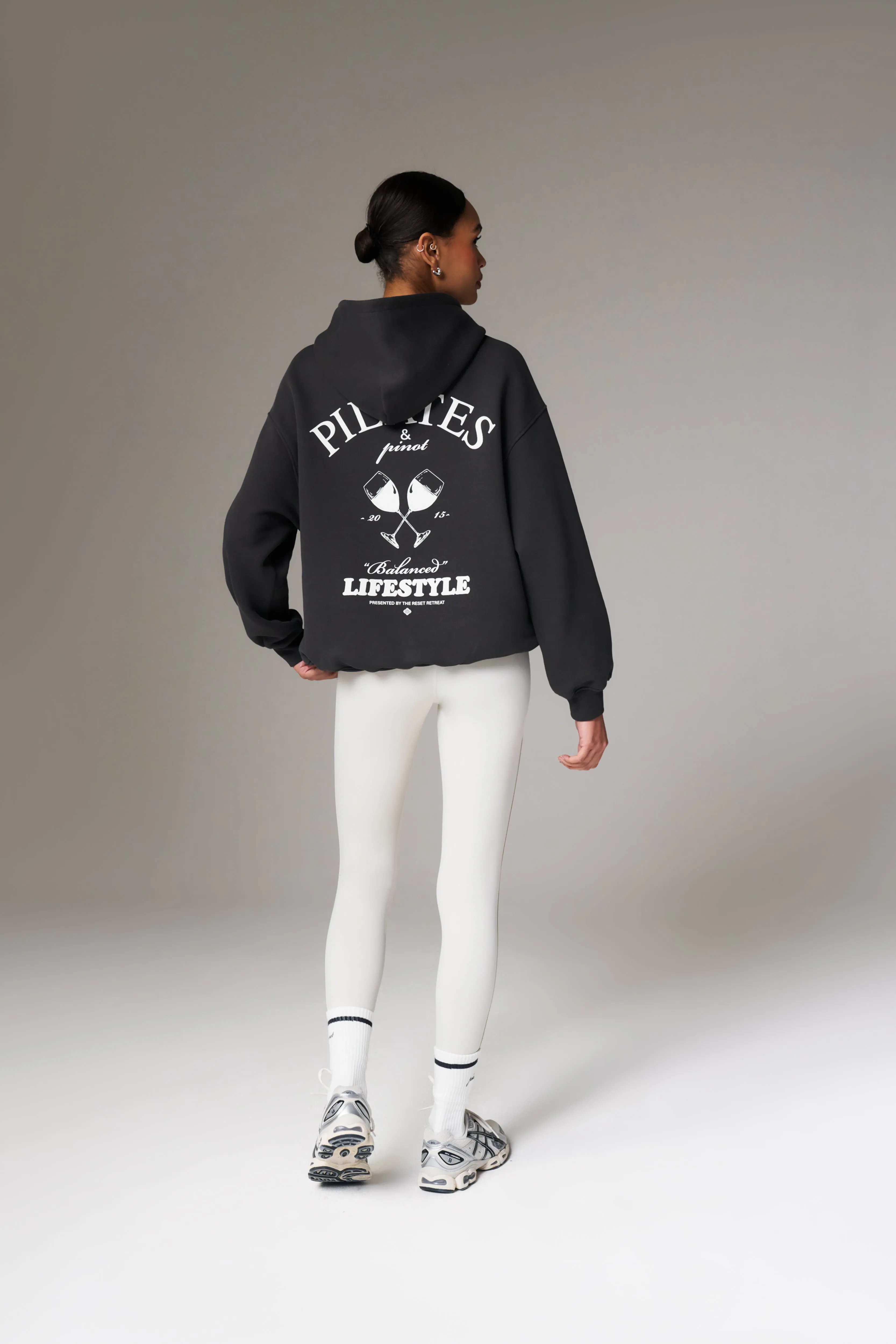 PILATES & PINOT OVERSIZED HOODIE - MIDNIGHT GREY sold by The Couture Club product image thumbnail 3