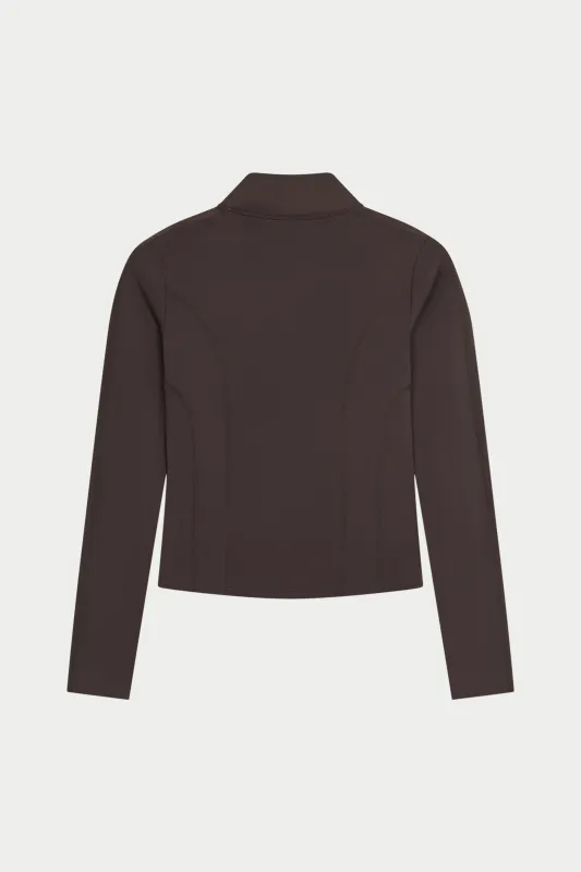 SCULPTING STRETCH ZIP UP JACKET - CHOCOLATE made by The Couture Club