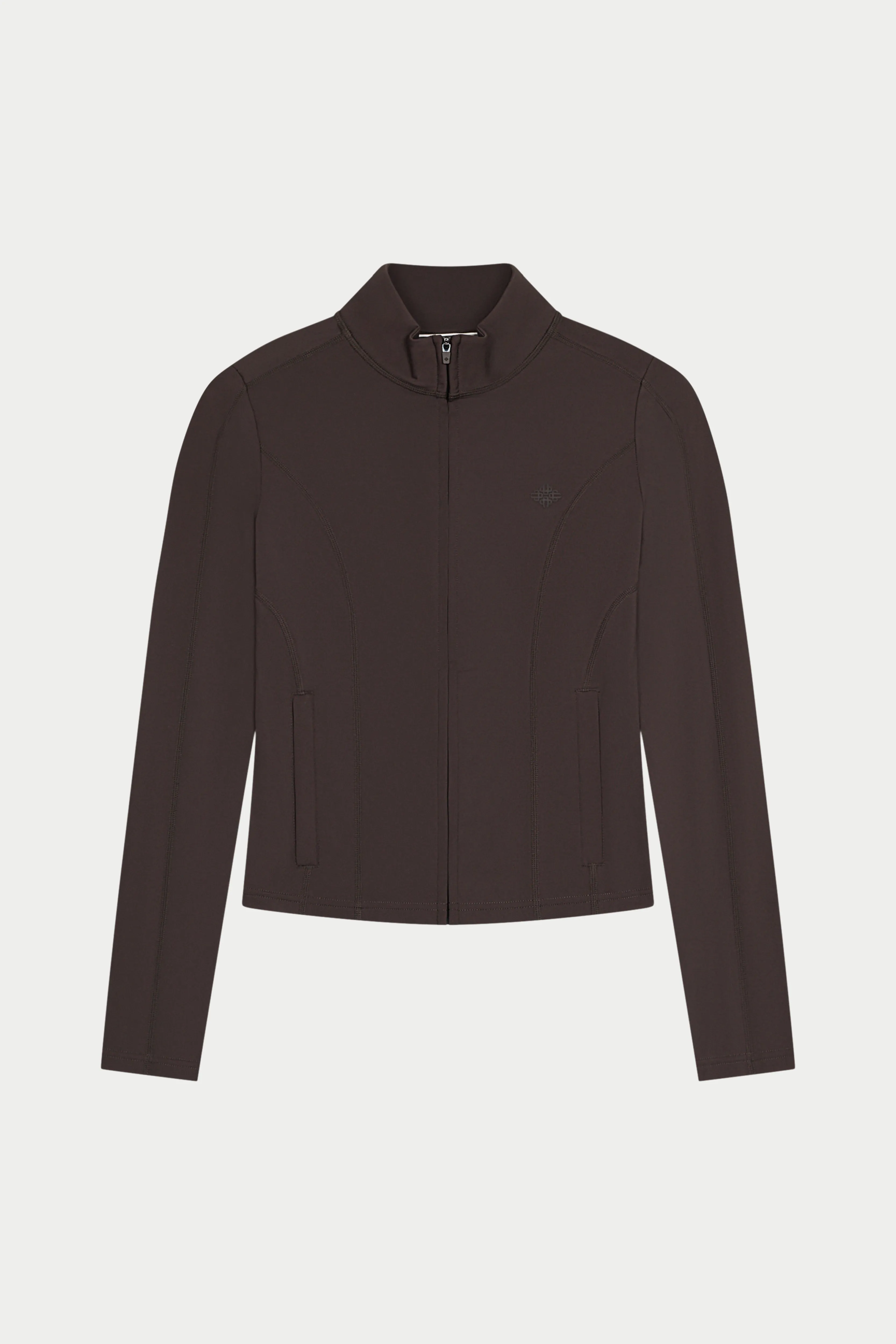 SCULPTING STRETCH ZIP UP JACKET - CHOCOLATE sold by The Couture Club product image thumbnail 2