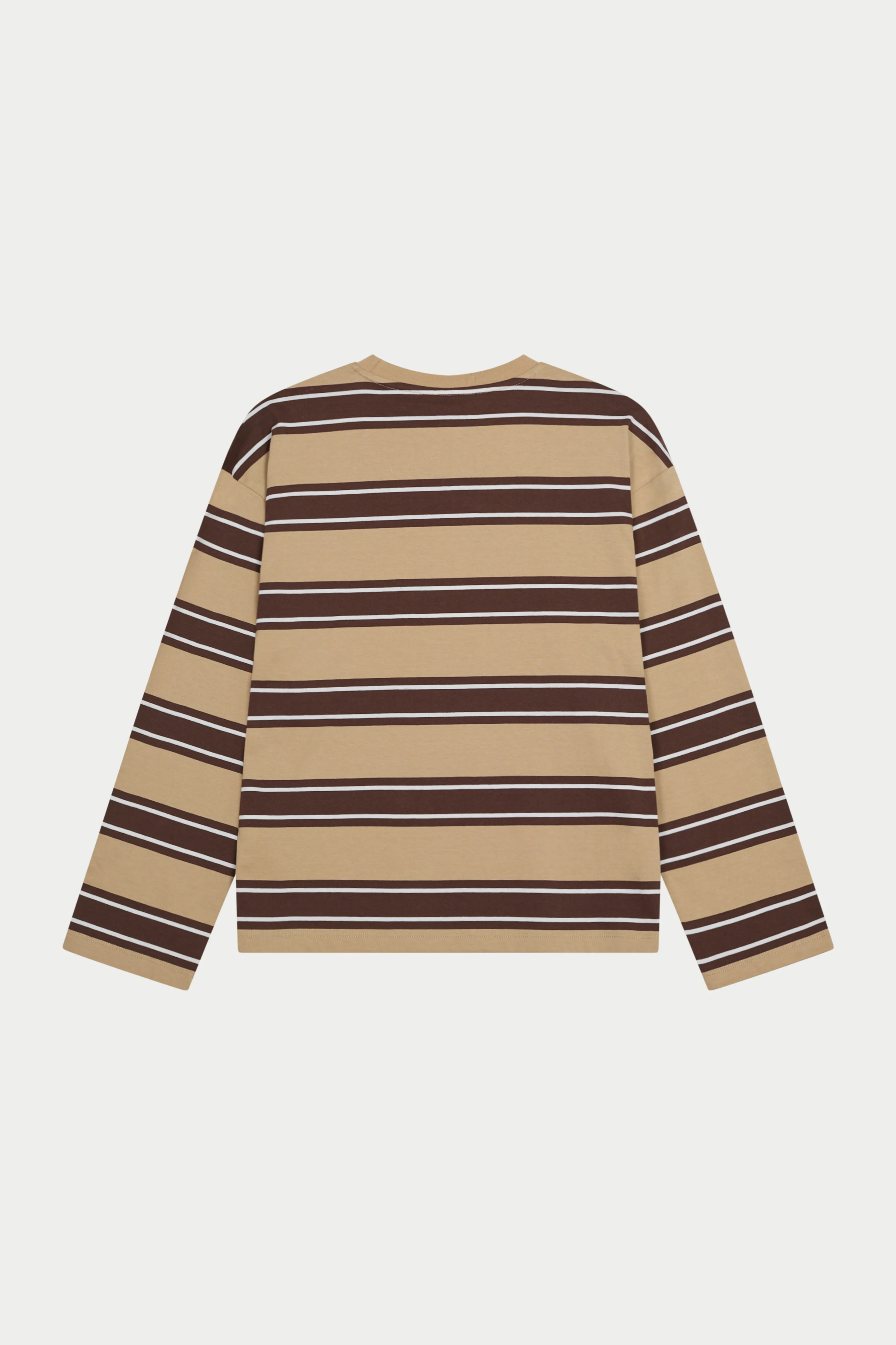 STRIPE POCKET LONG SLEEVE T SHIRT - CHOCOLATE sold by The Couture Club