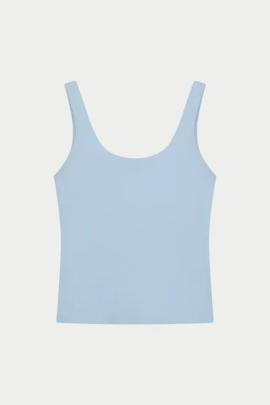 SCULPTING STRETCH SCOOP NECK SPORTS TOP - POWDER BLUE made by The Couture Club