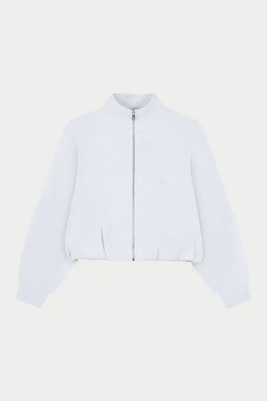 FUNNEL NECK BALLOON HEM ZIP THROUGH - GREY MARL sold by The Couture Club