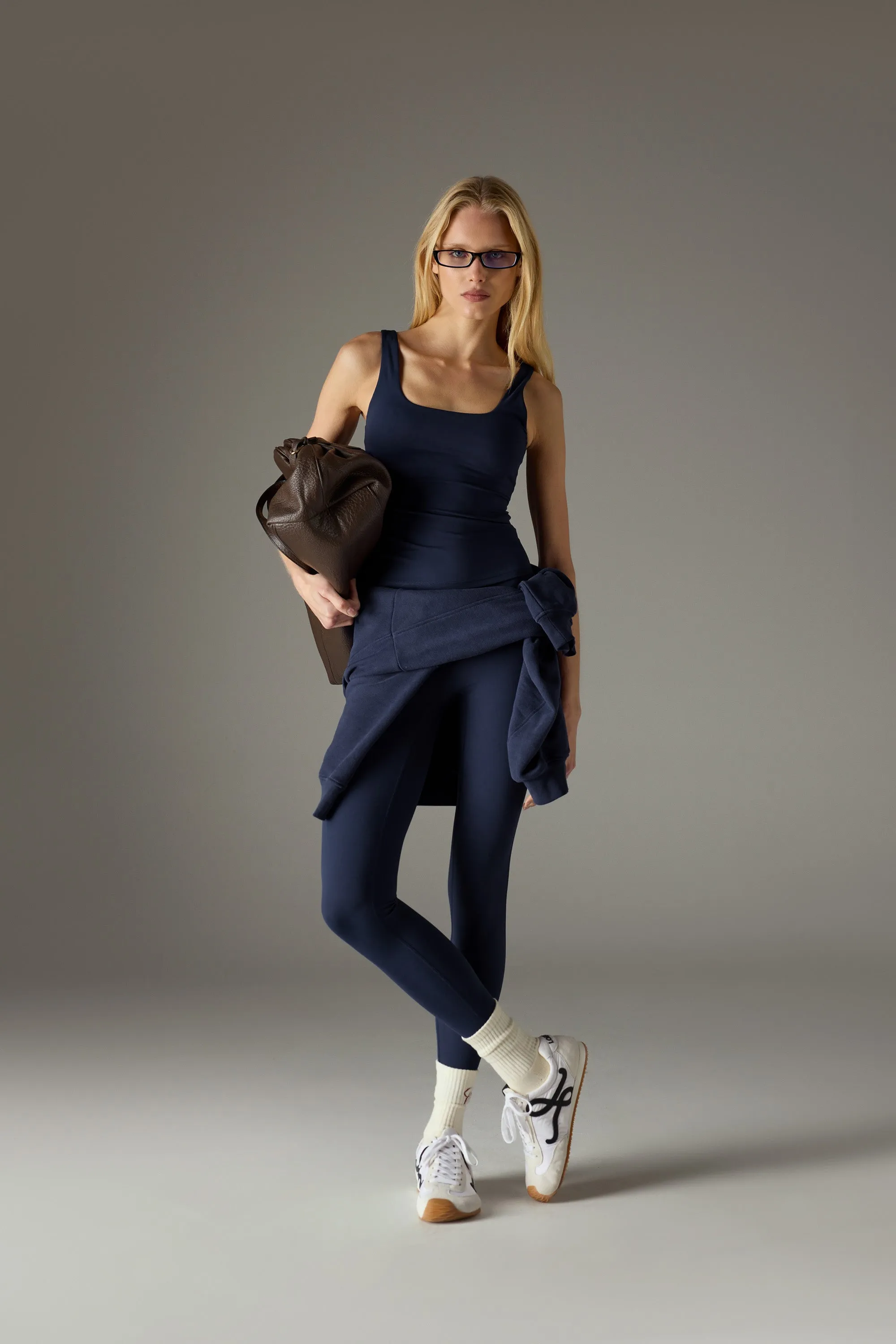 SCULPTING STRETCH SCOOP NECK SPORTS TOP - DARK NAVY sold by The Couture Club product image thumbnail 3