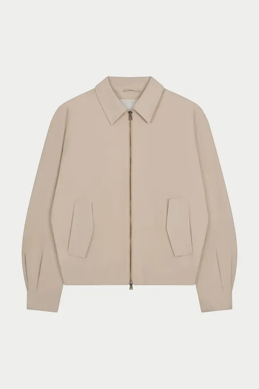 RUCHED HARRINGTON JACKET - BEIGE made by The Couture Club