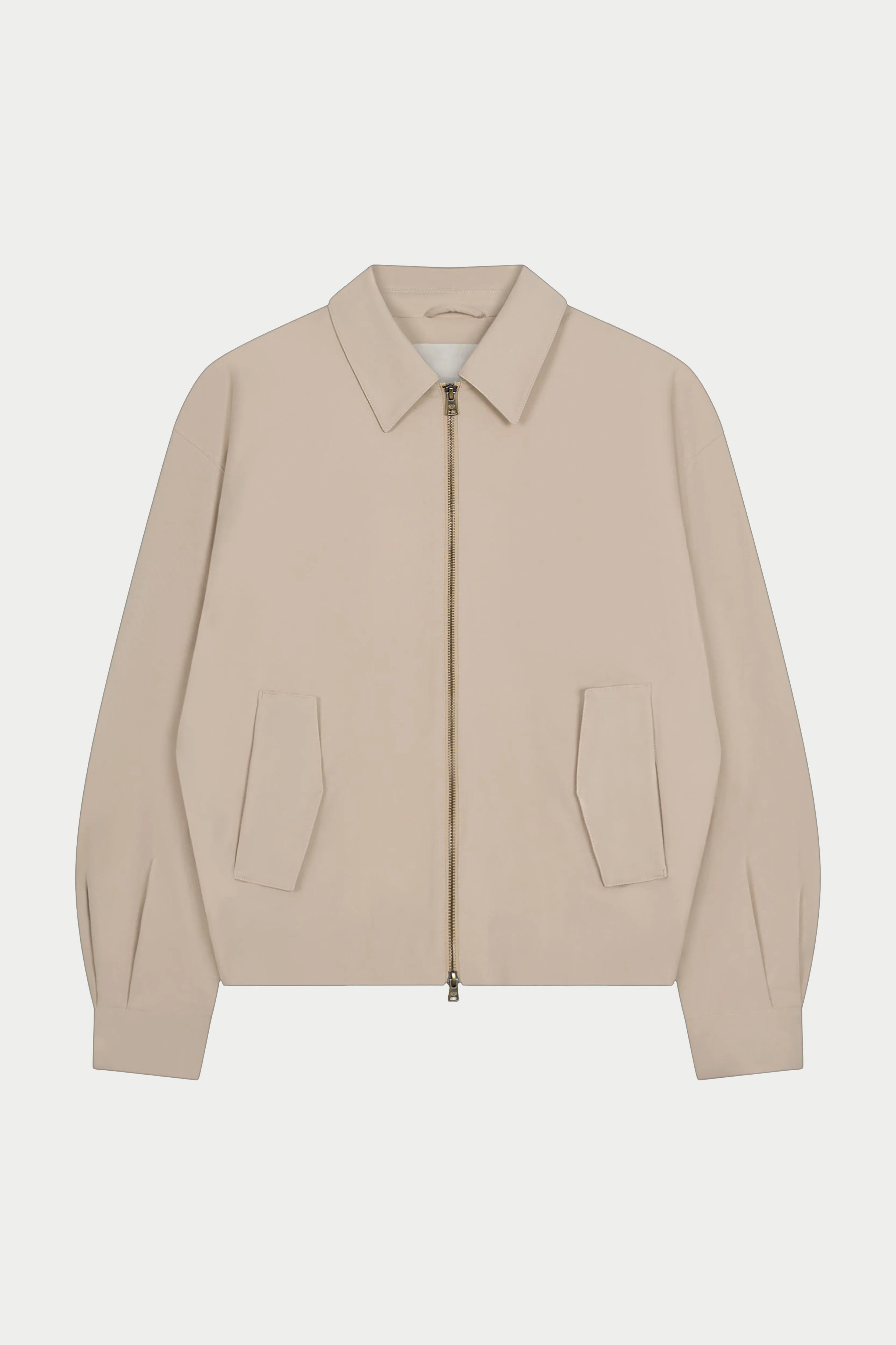 RUCHED HARRINGTON JACKET - BEIGE sold by The Couture Club