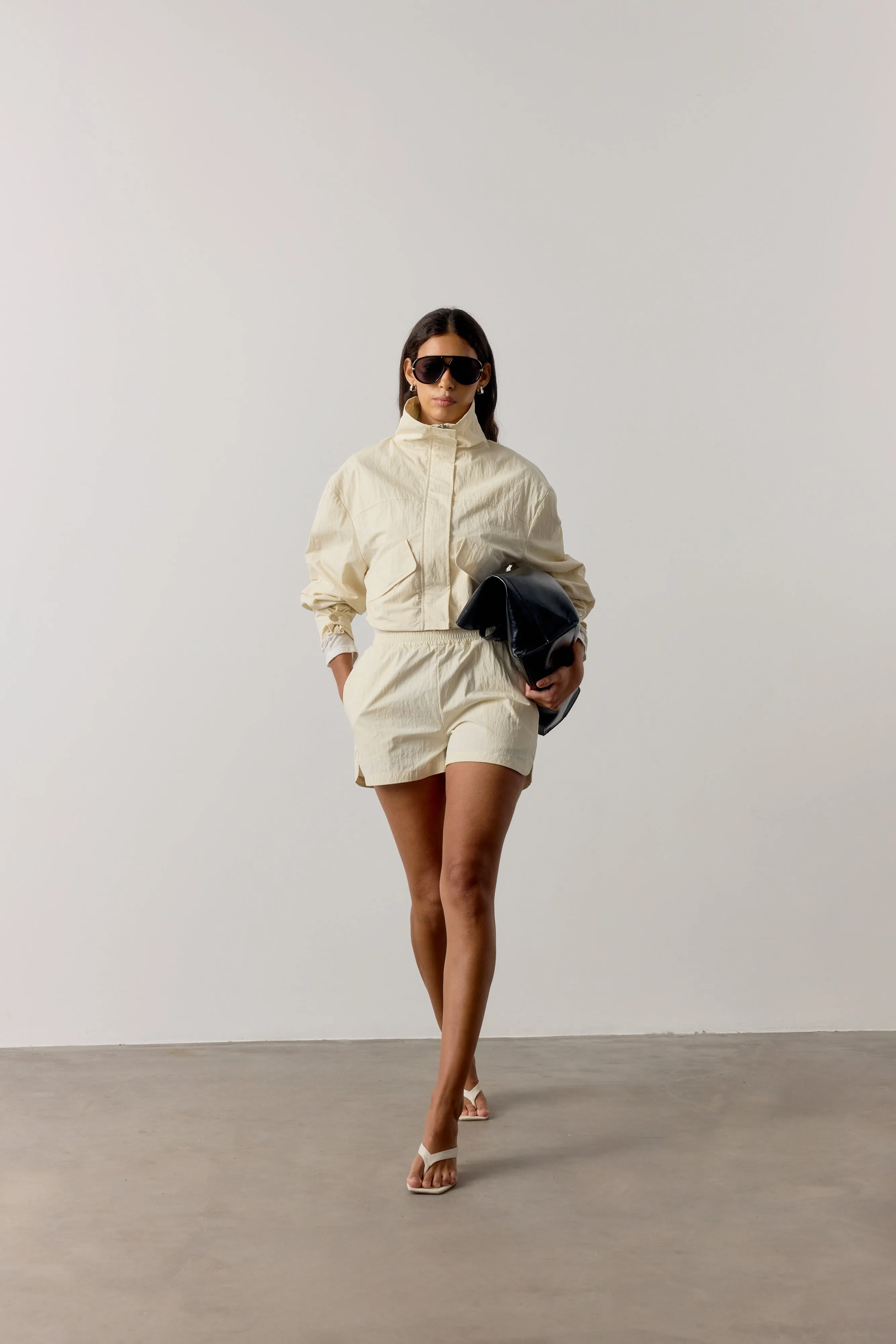 SHELL ELASTICATED SHORTS - ECRU sold by The Couture Club product image thumbnail 3