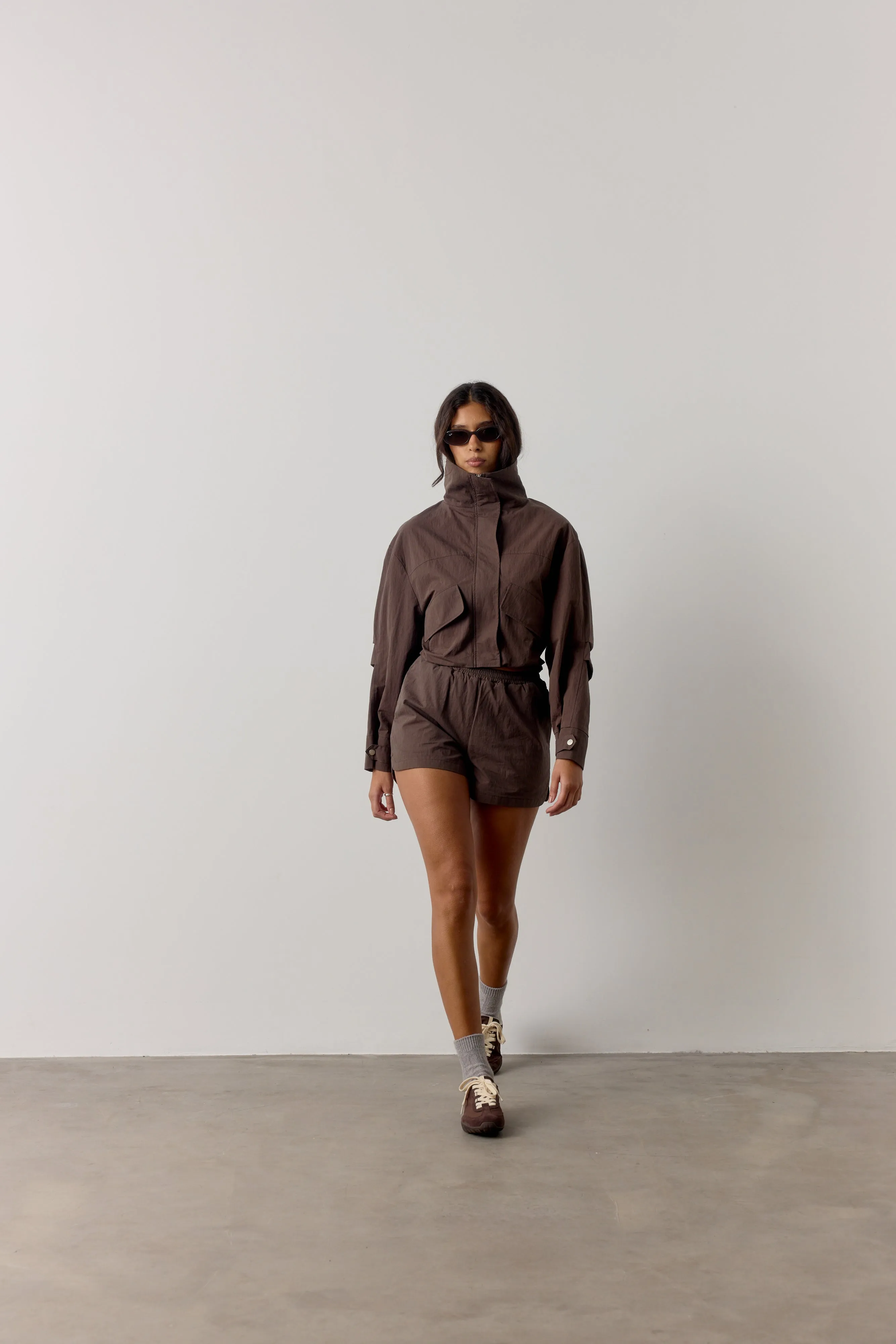SHELL ELASTICATED SHORTS - BROWN sold by The Couture Club product image thumbnail 3
