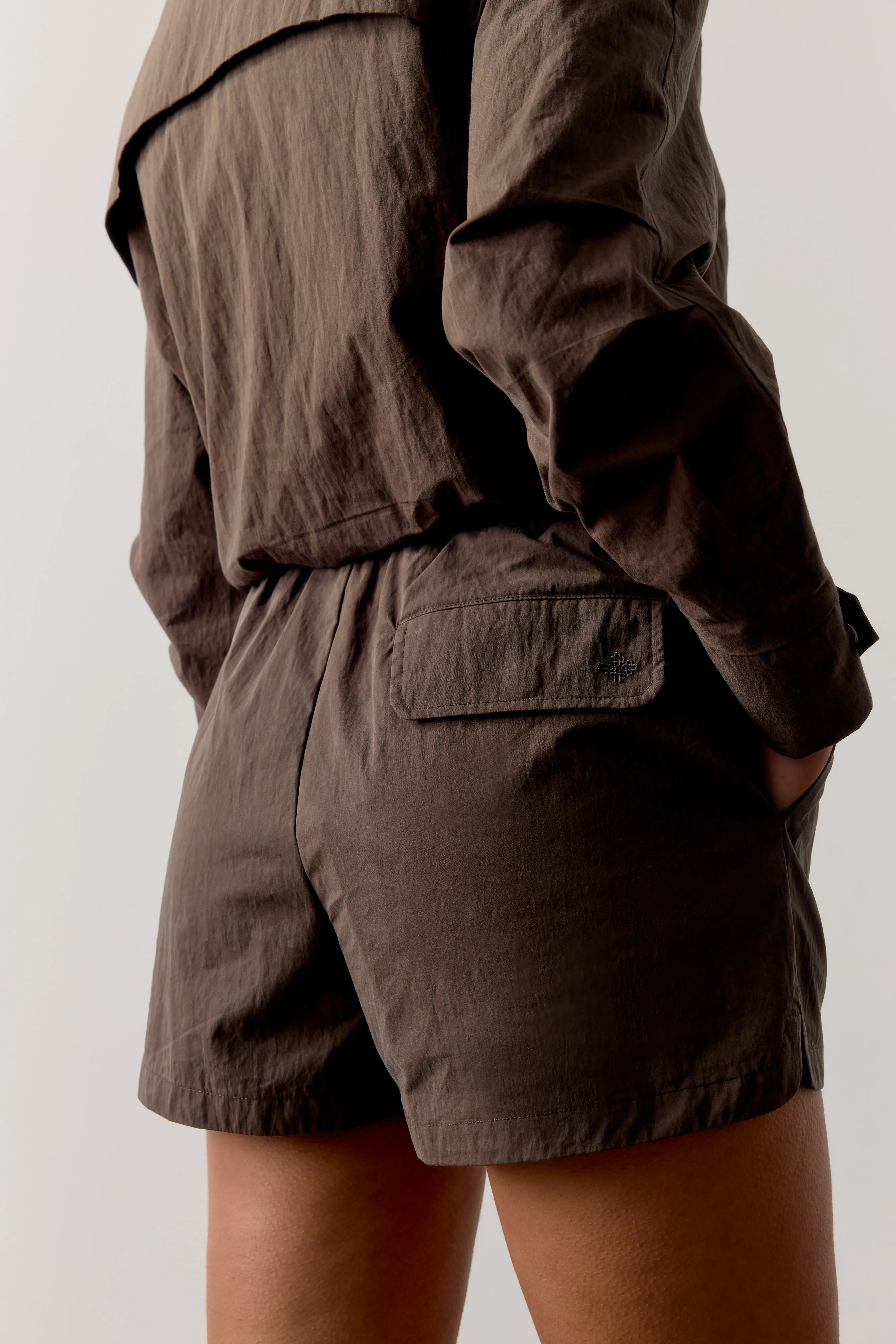 SHELL ELASTICATED SHORTS - BROWN sold by The Couture Club product image thumbnail 5