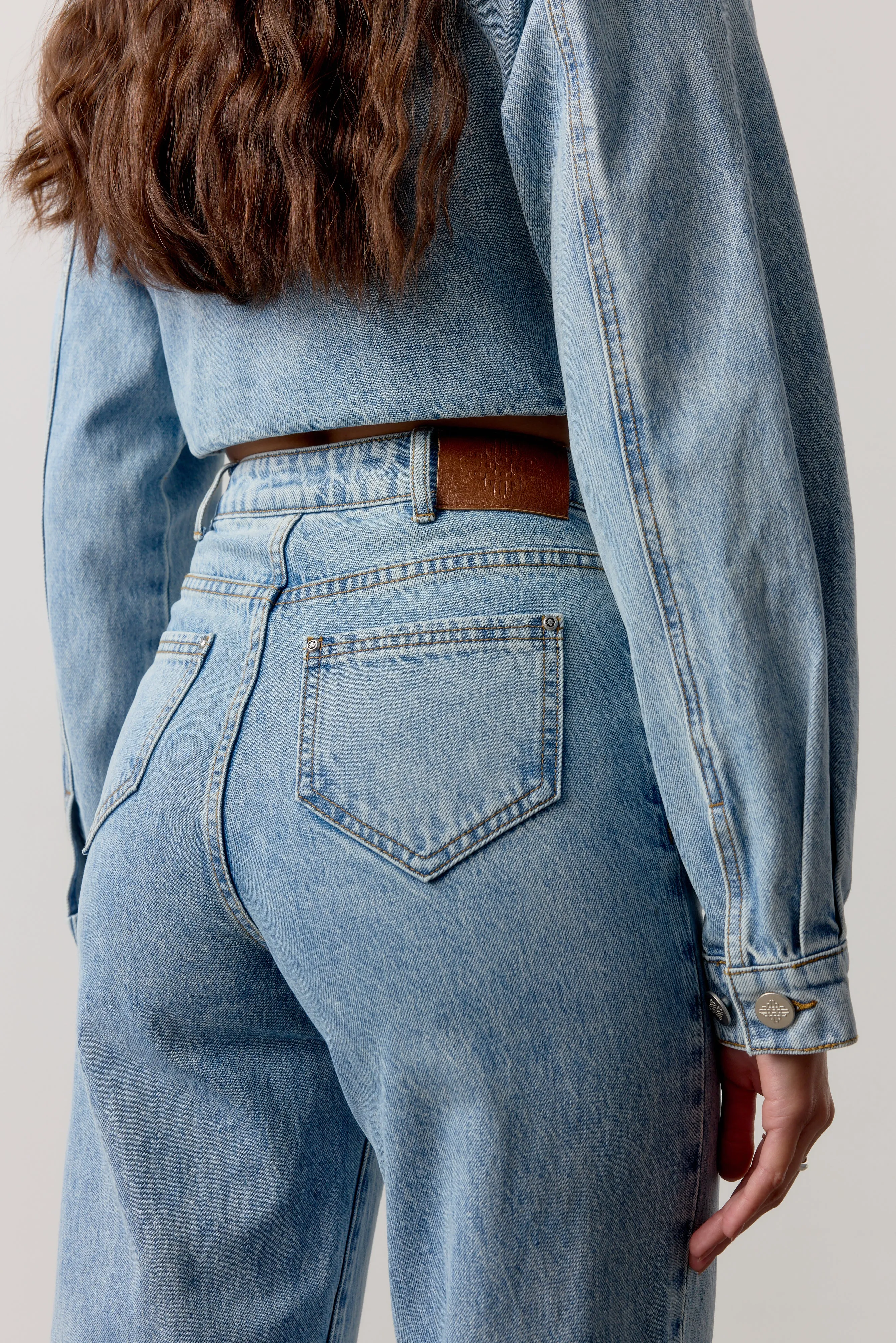 TURN UP HEM WIDE LEG JEANS - MID BLUE WASH sold by The Couture Club product image thumbnail 5